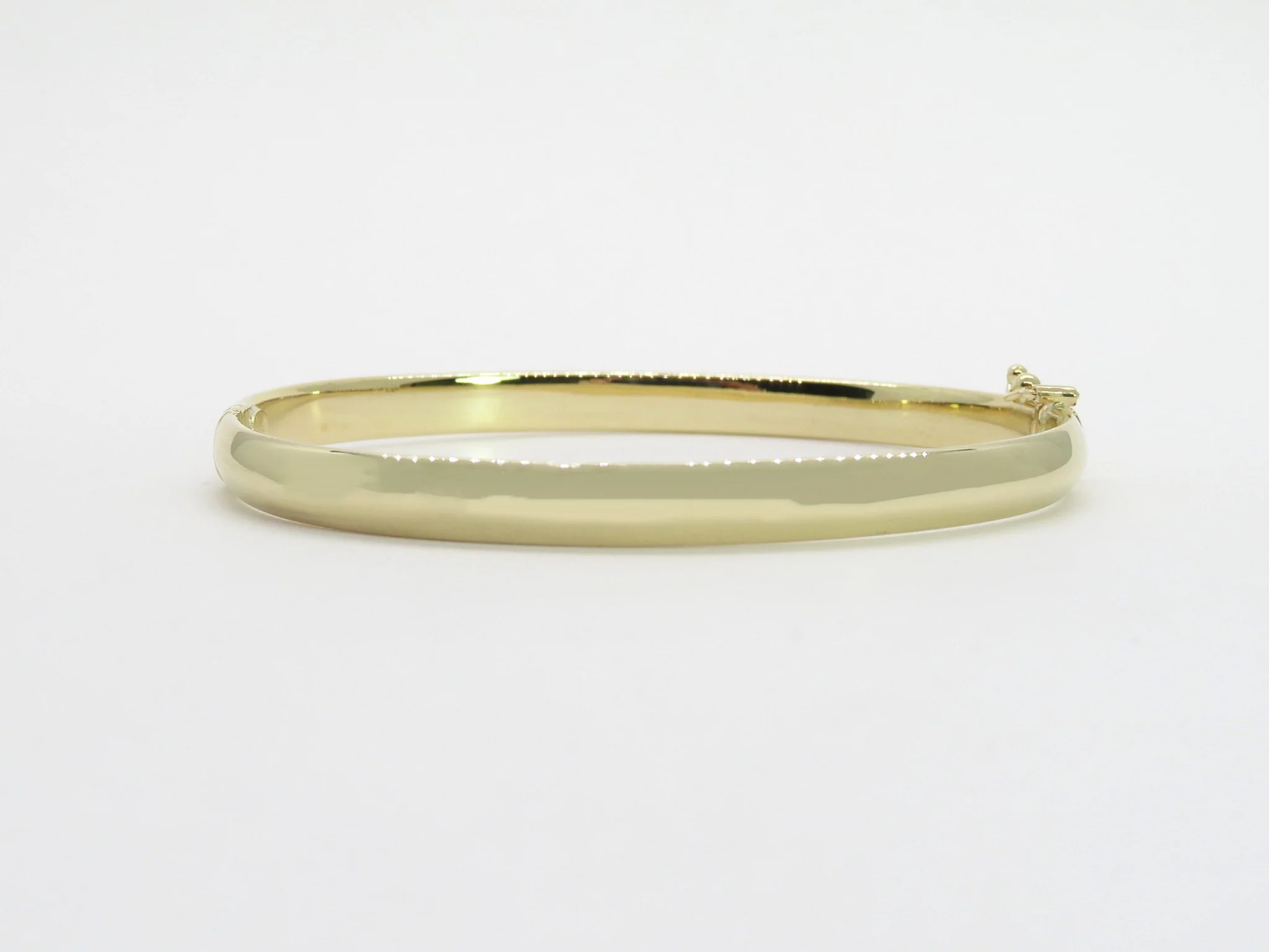 10k Yellow Gold Domed Hinged Bangle - Image 3