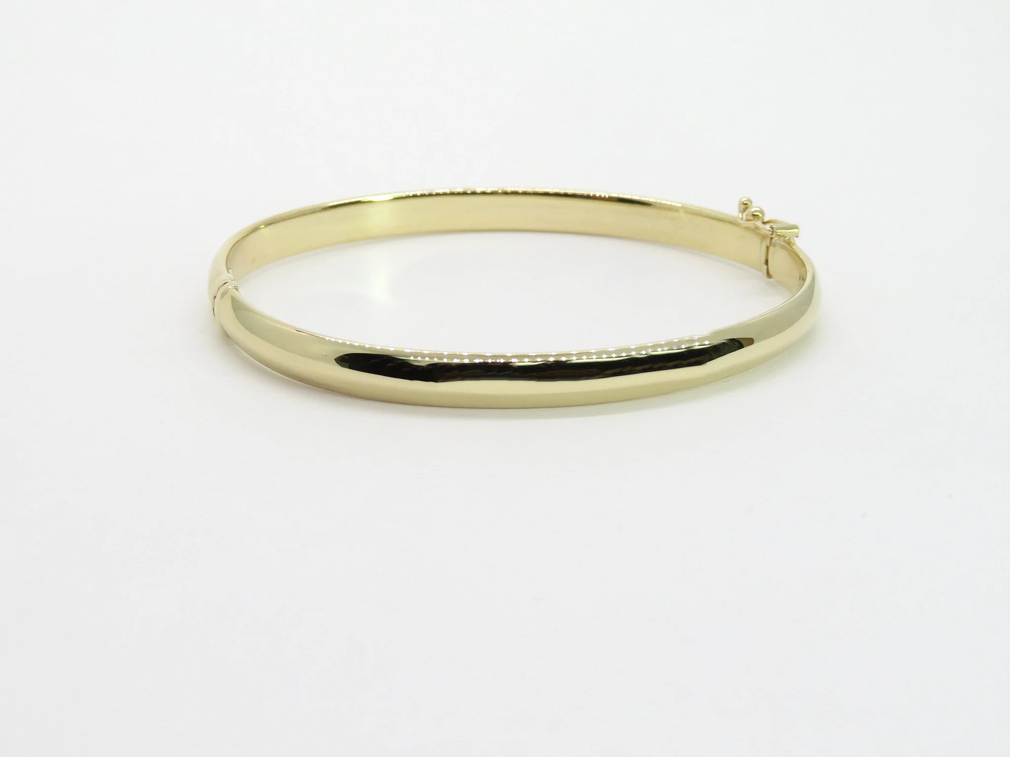 10k Yellow Gold Domed Hinged Bangle - Image 5