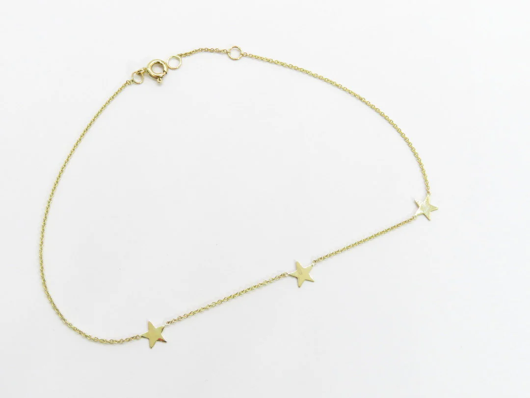 10k Yellow Gold Station Anklet - Image 4