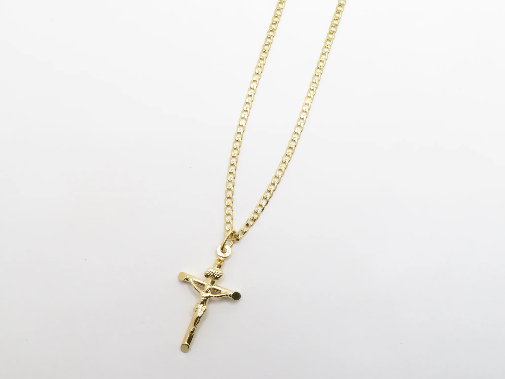 10k Yellow Gold Beveled Crucifix Pendant - Image 5