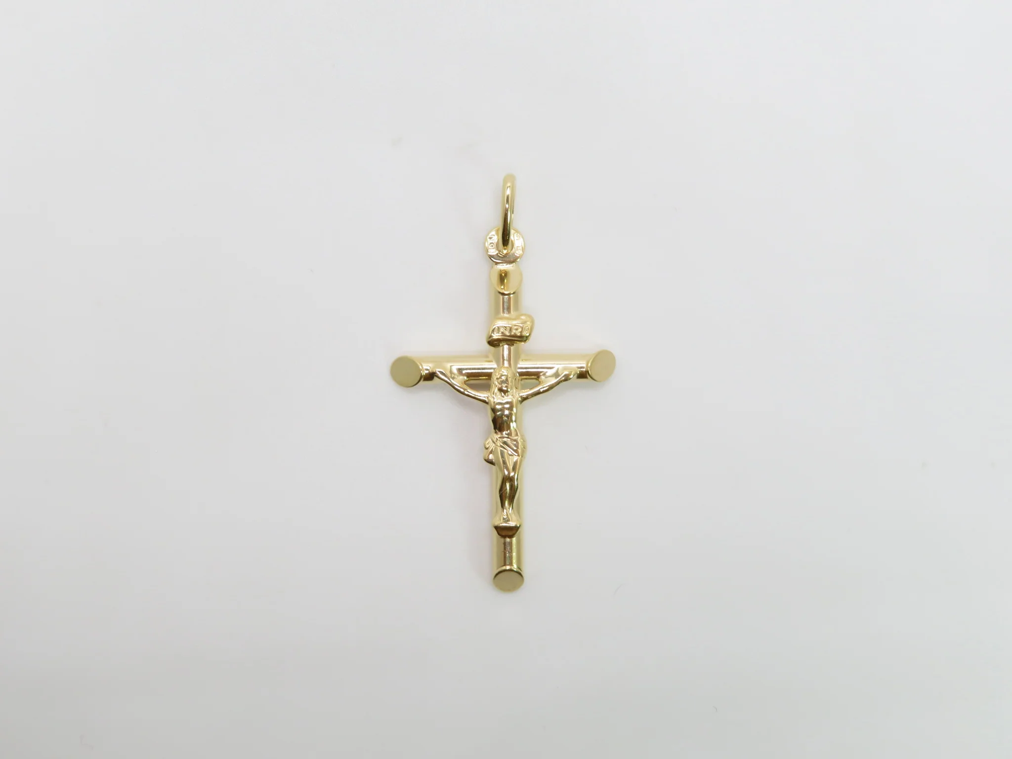10k Yellow Gold Beveled Crucifix Pendant - Image 7