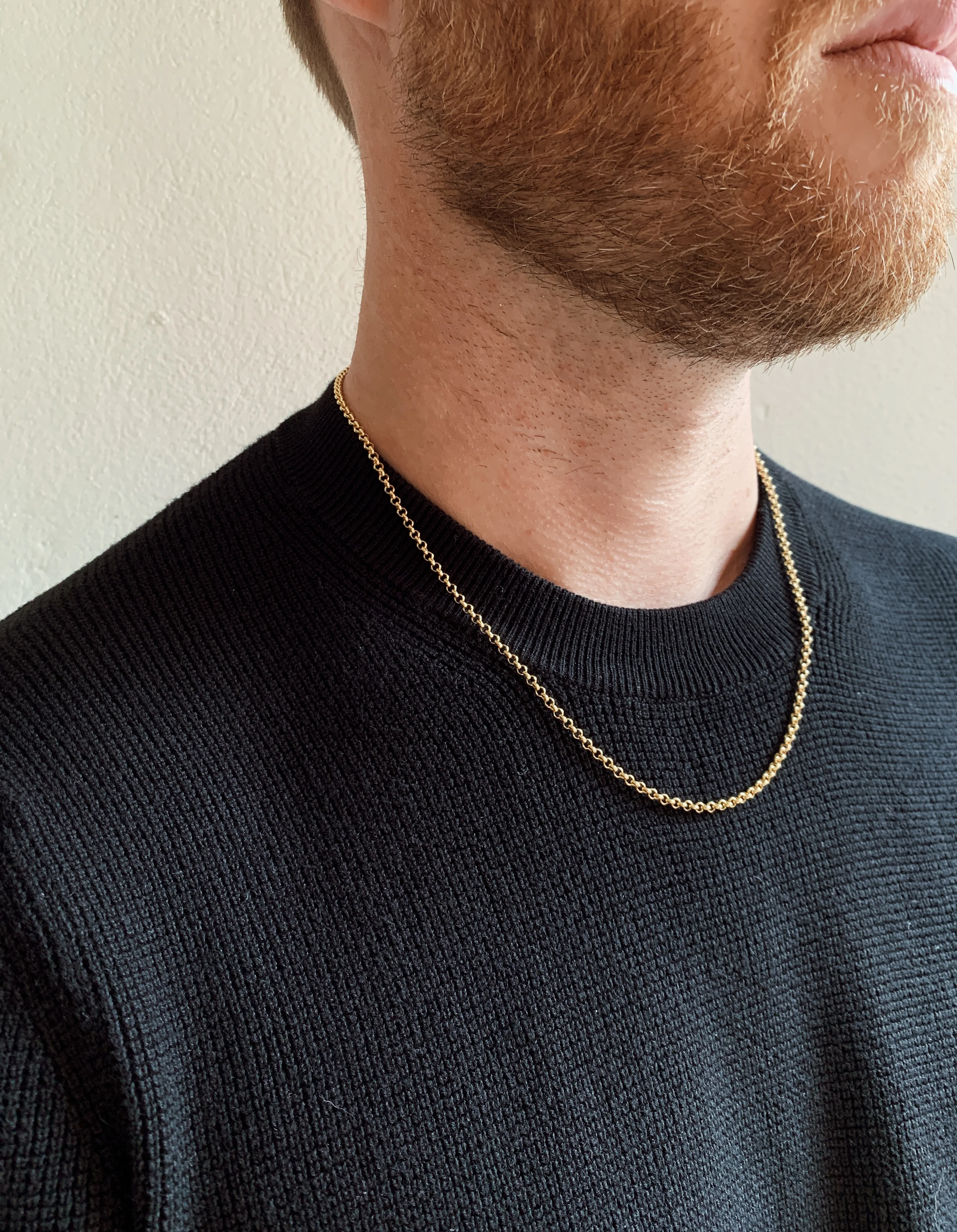 10k Yellow Gold Hollow Rolo Chain - Image 4