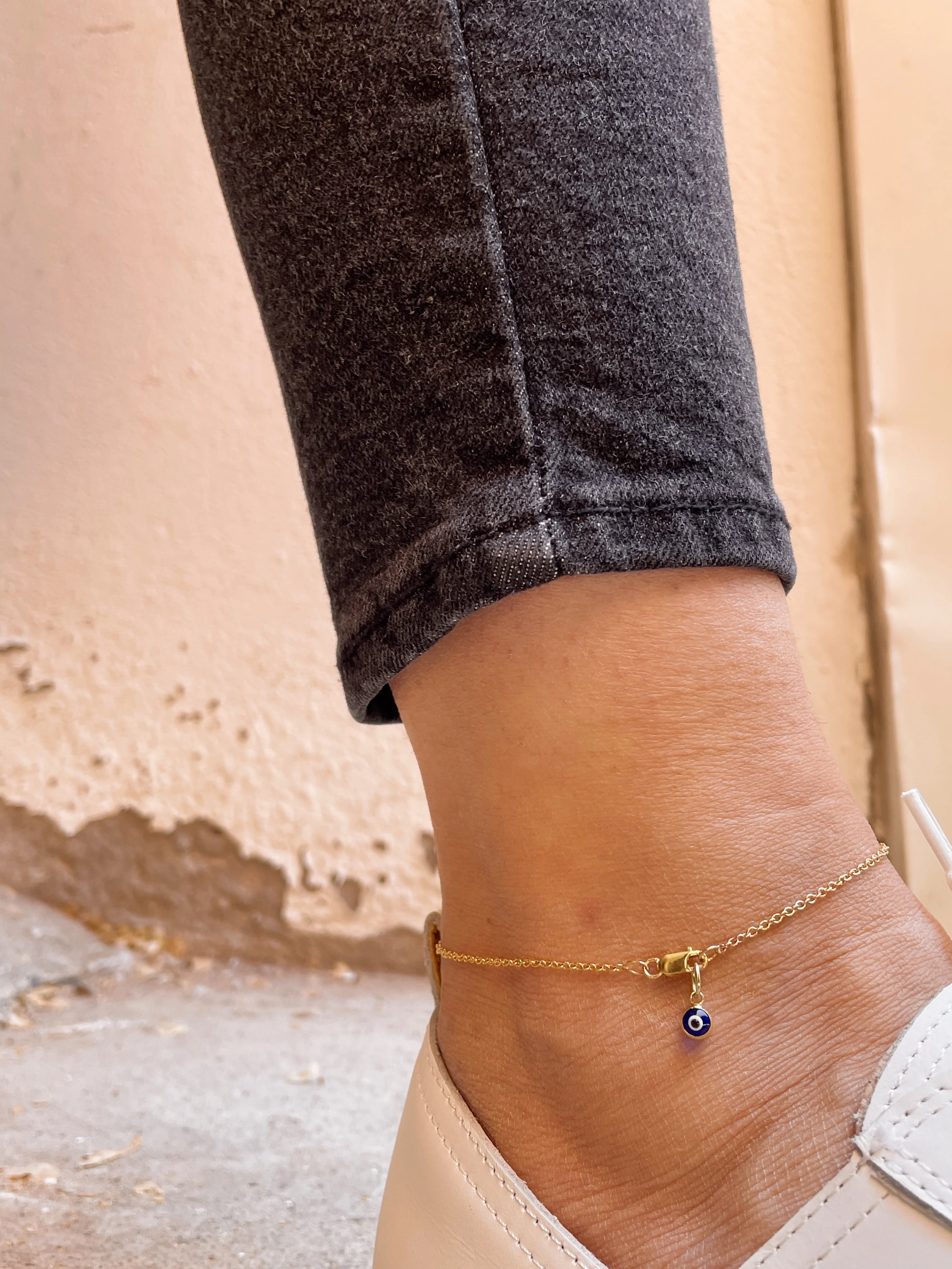 10K Yellow Gold Open Cable Anklet - Image 4