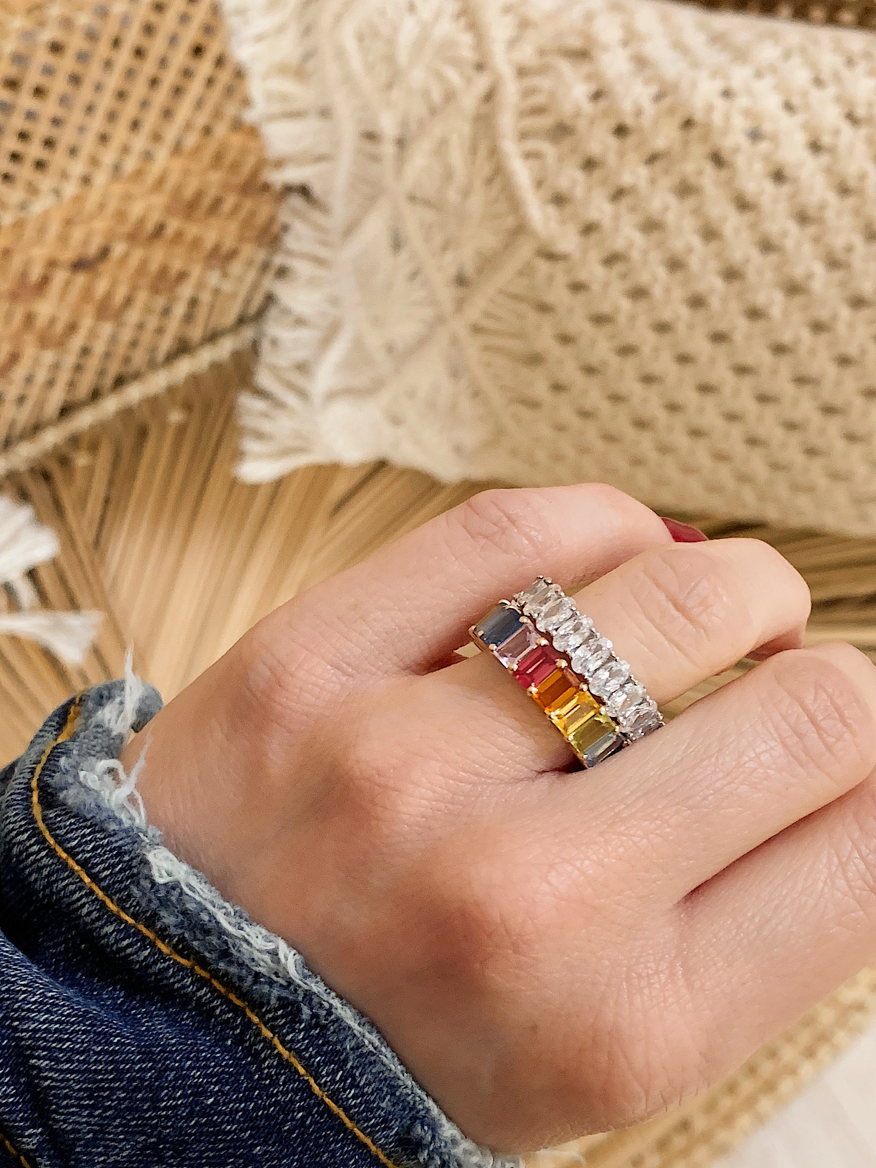 10k Yellow Gold Rainbow Eternity Ring - Image 4