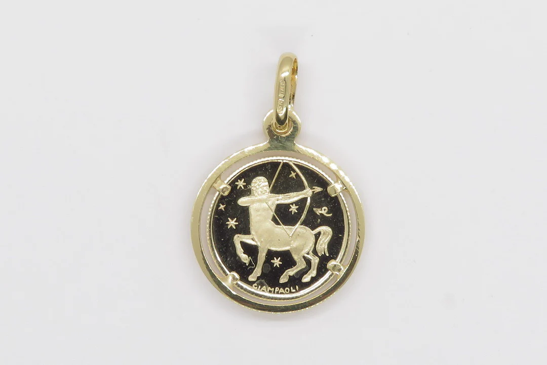 10k Yellow Gold Zodiac Coin Pendant - Image 13