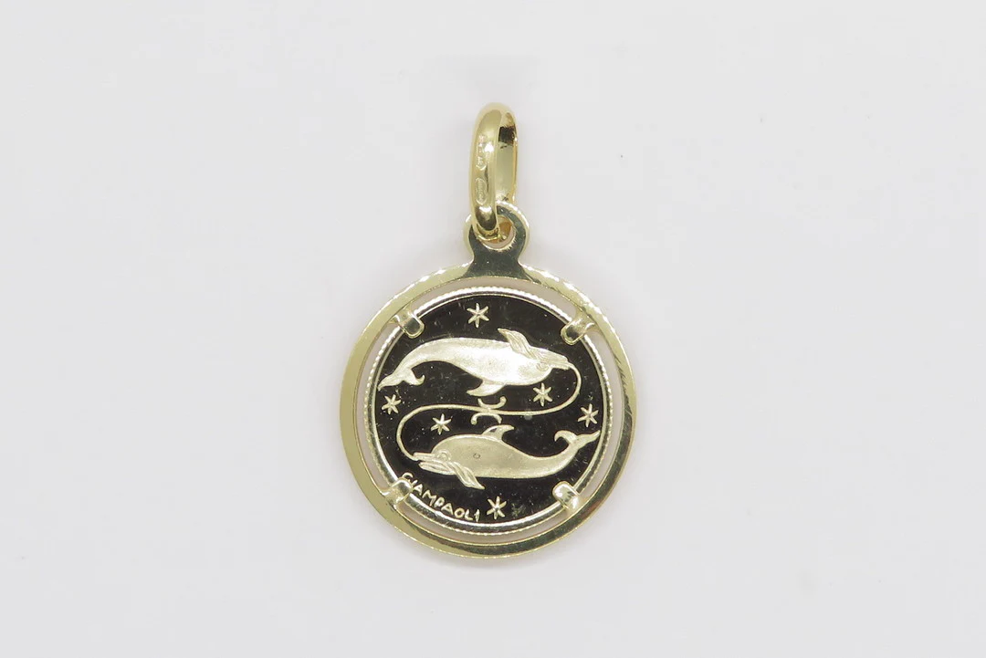 10k Yellow Gold Zodiac Coin Pendant - Image 4
