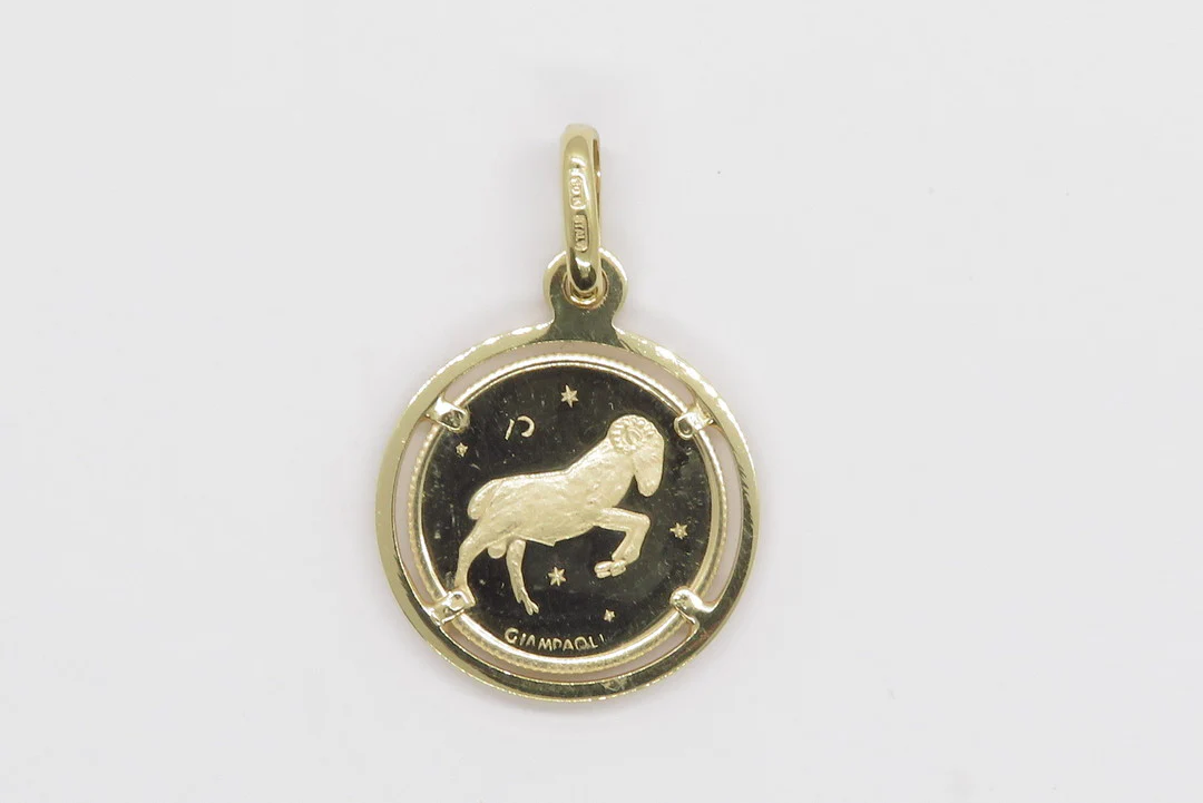 10k Yellow Gold Zodiac Coin Pendant - Image 5