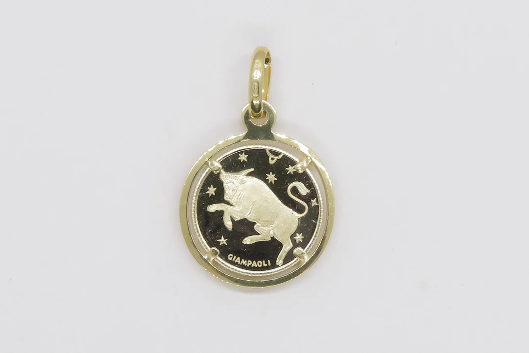 10k Yellow Gold Zodiac Coin Pendant - Image 6