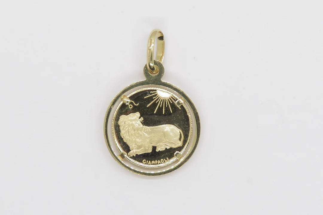 10k Yellow Gold Zodiac Coin Pendant - Image 9