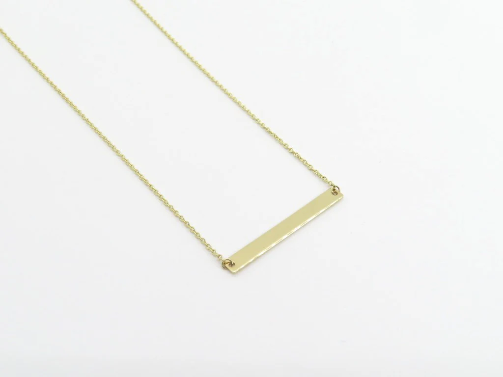 14k Yellow Gold Bar Necklace - Image 4