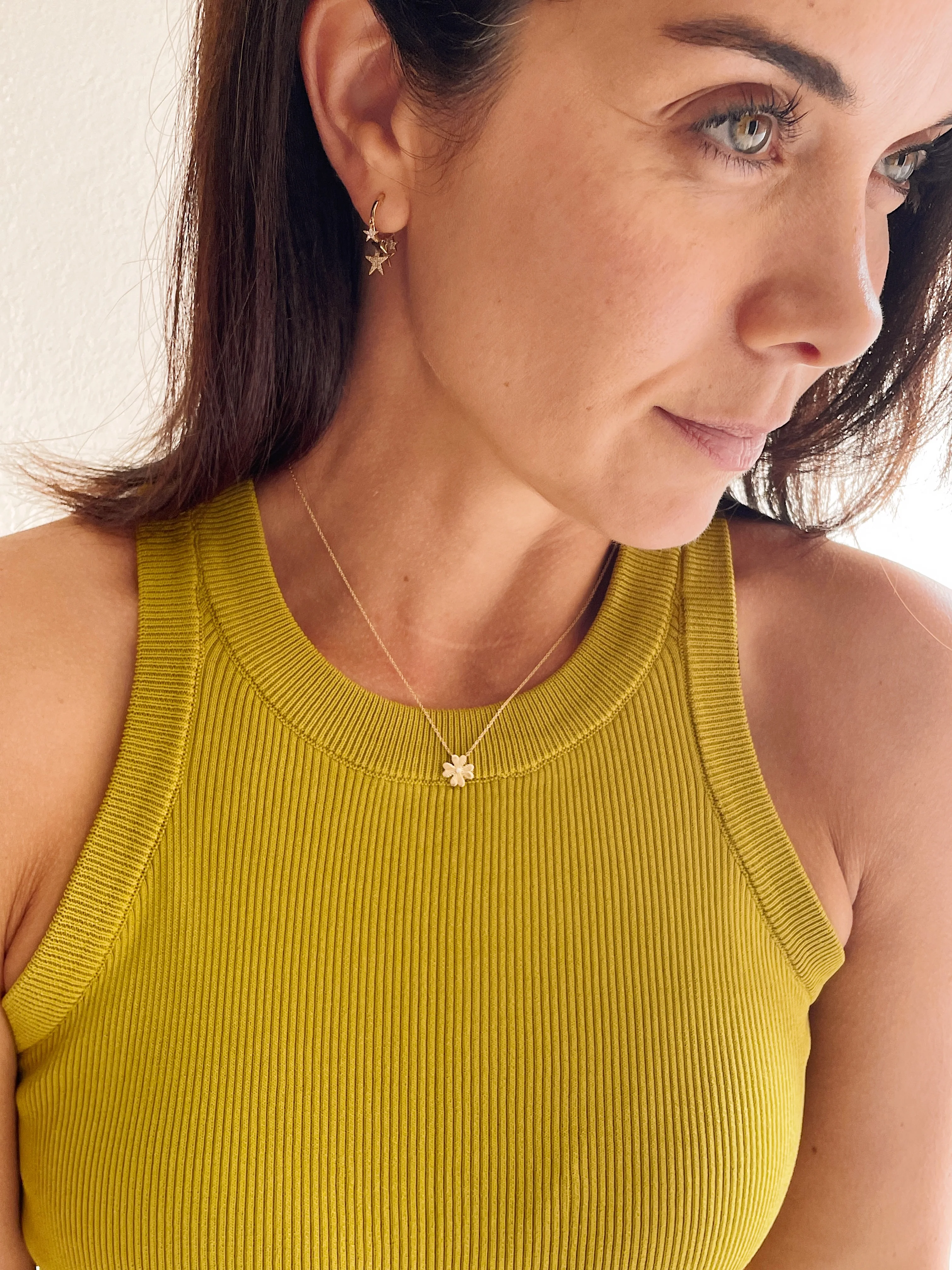 14k Yellow Gold Star Fringe Huggies - Image 3