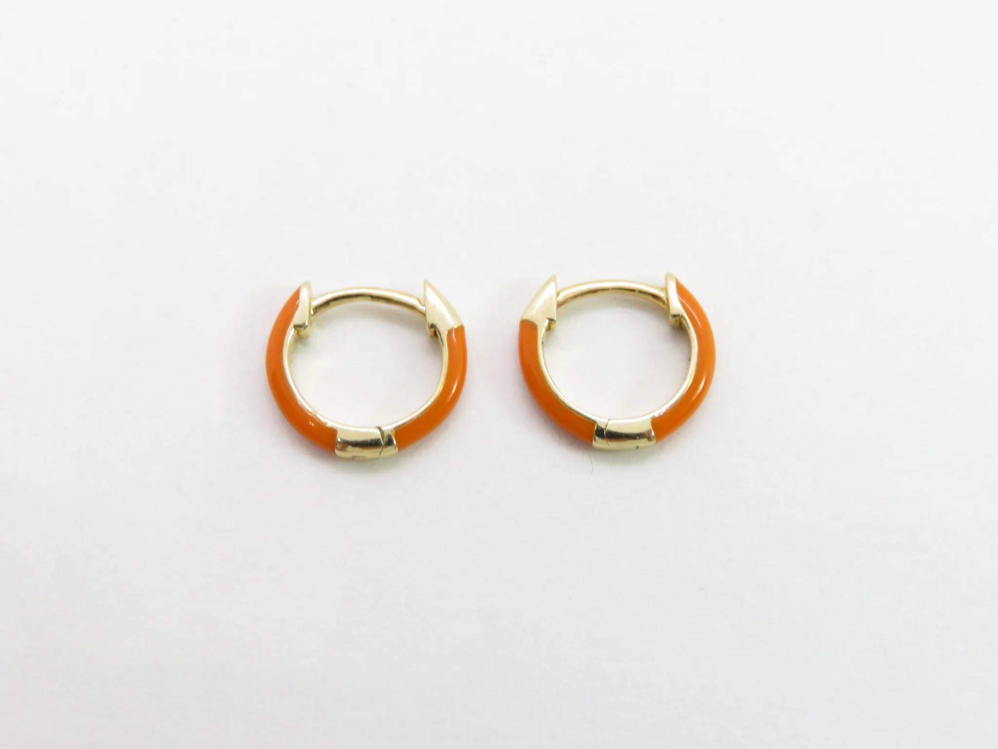 14k Yellow Gold Enamel Huggies - Image 10