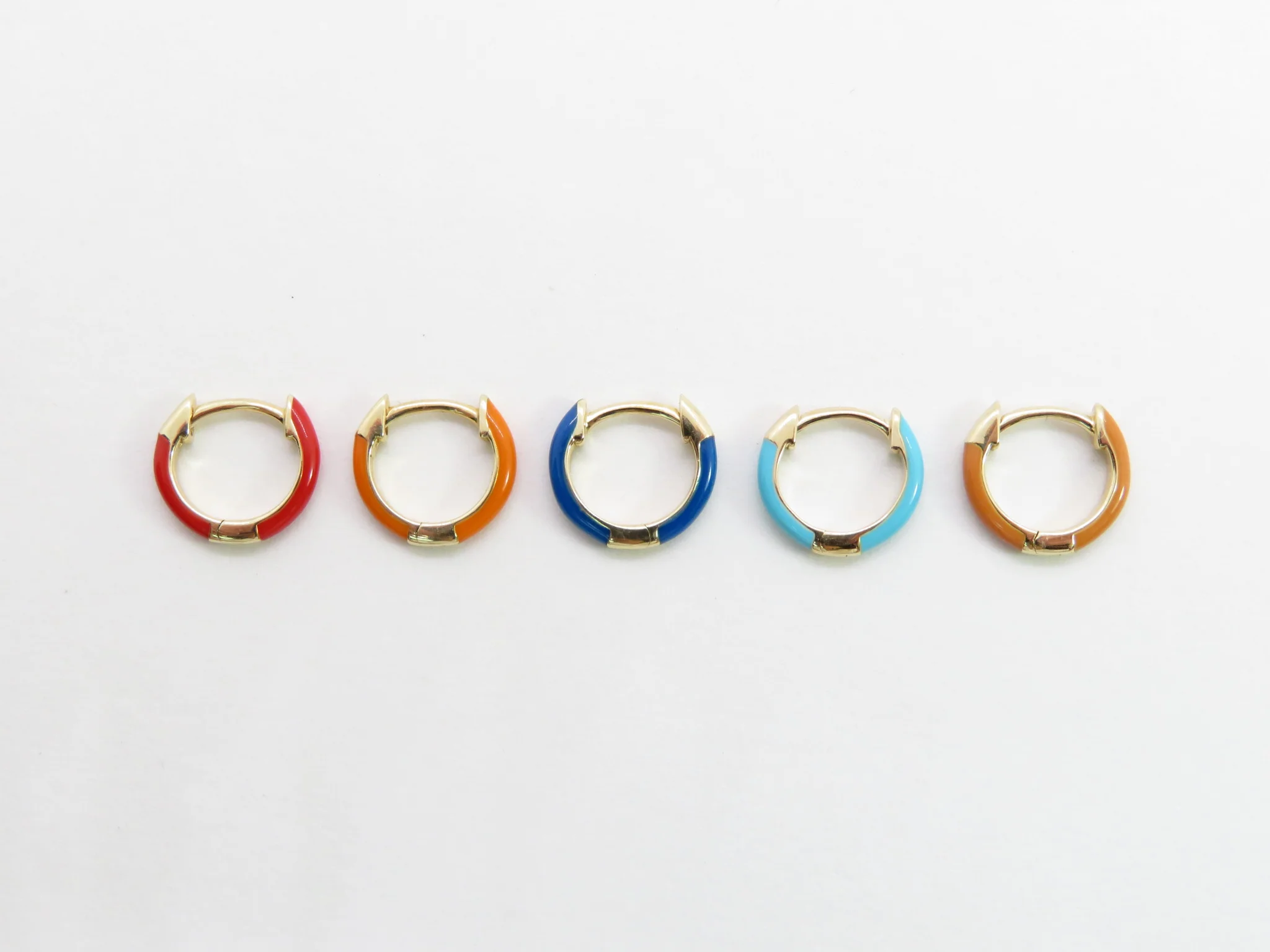 14k Yellow Gold Enamel Huggies - Image 12