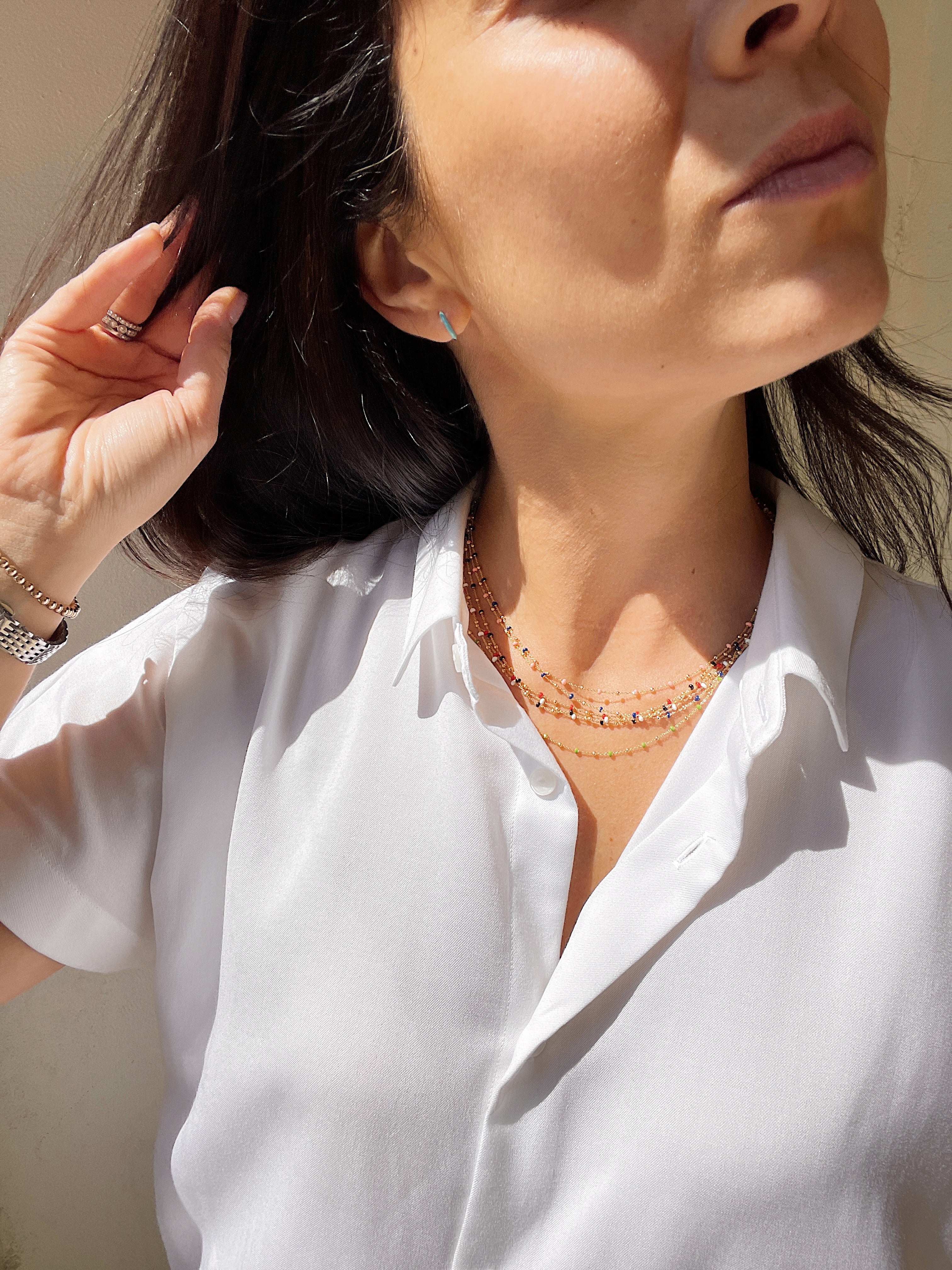 14k Yellow Gold Enamel Huggies - Image 13