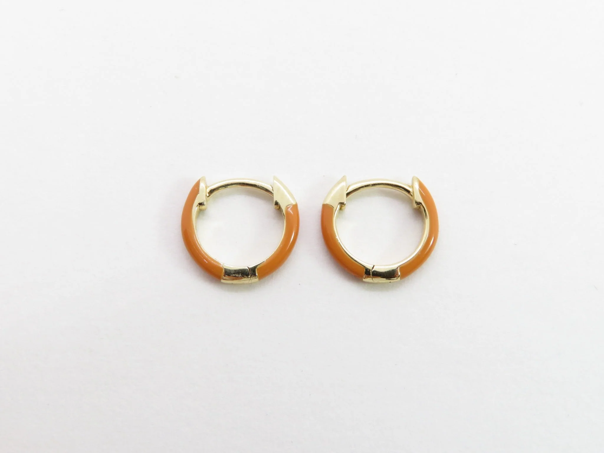 14k Yellow Gold Enamel Huggies - Image 4