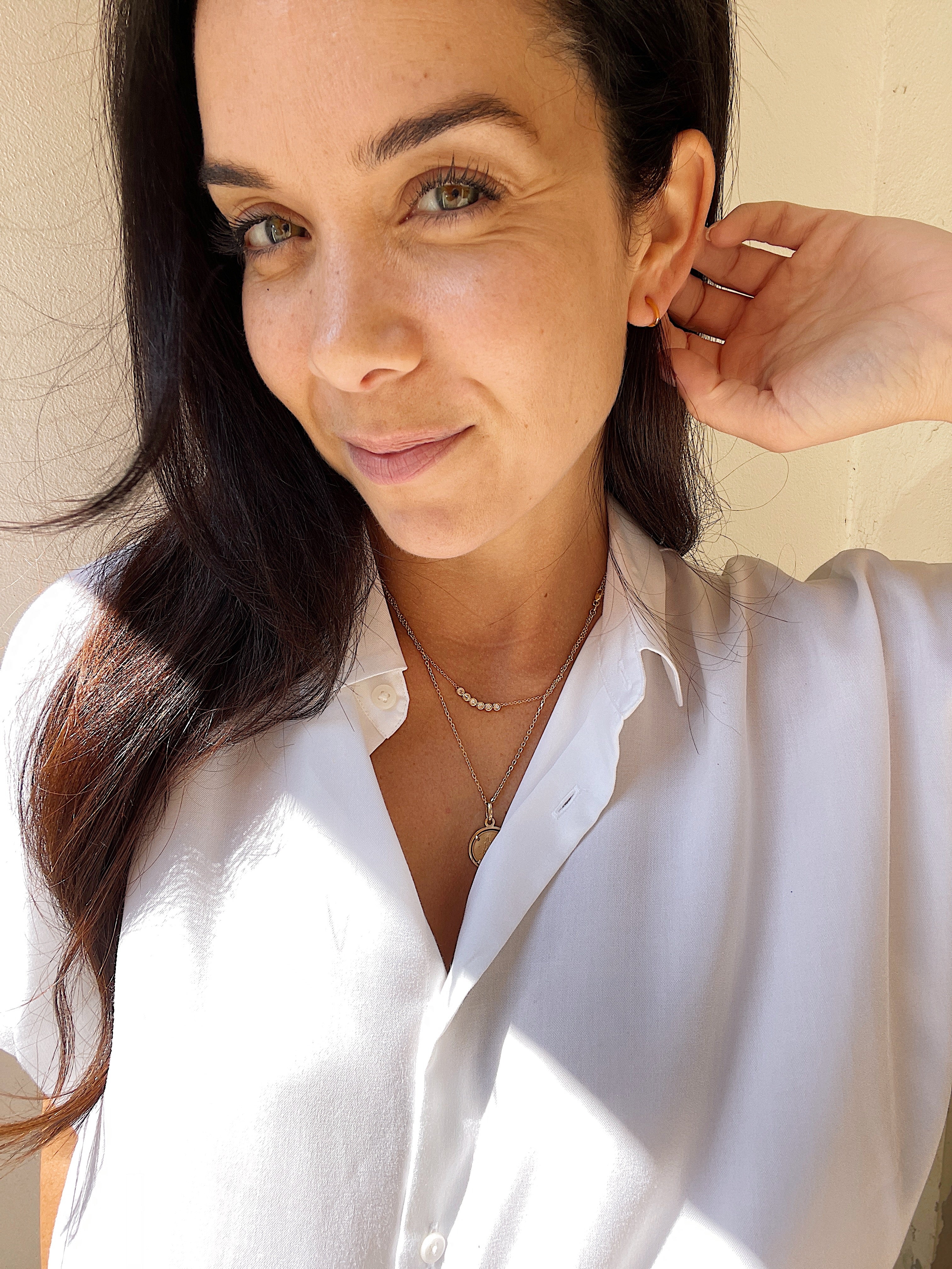 14k Yellow Gold Enamel Huggies - Image 5