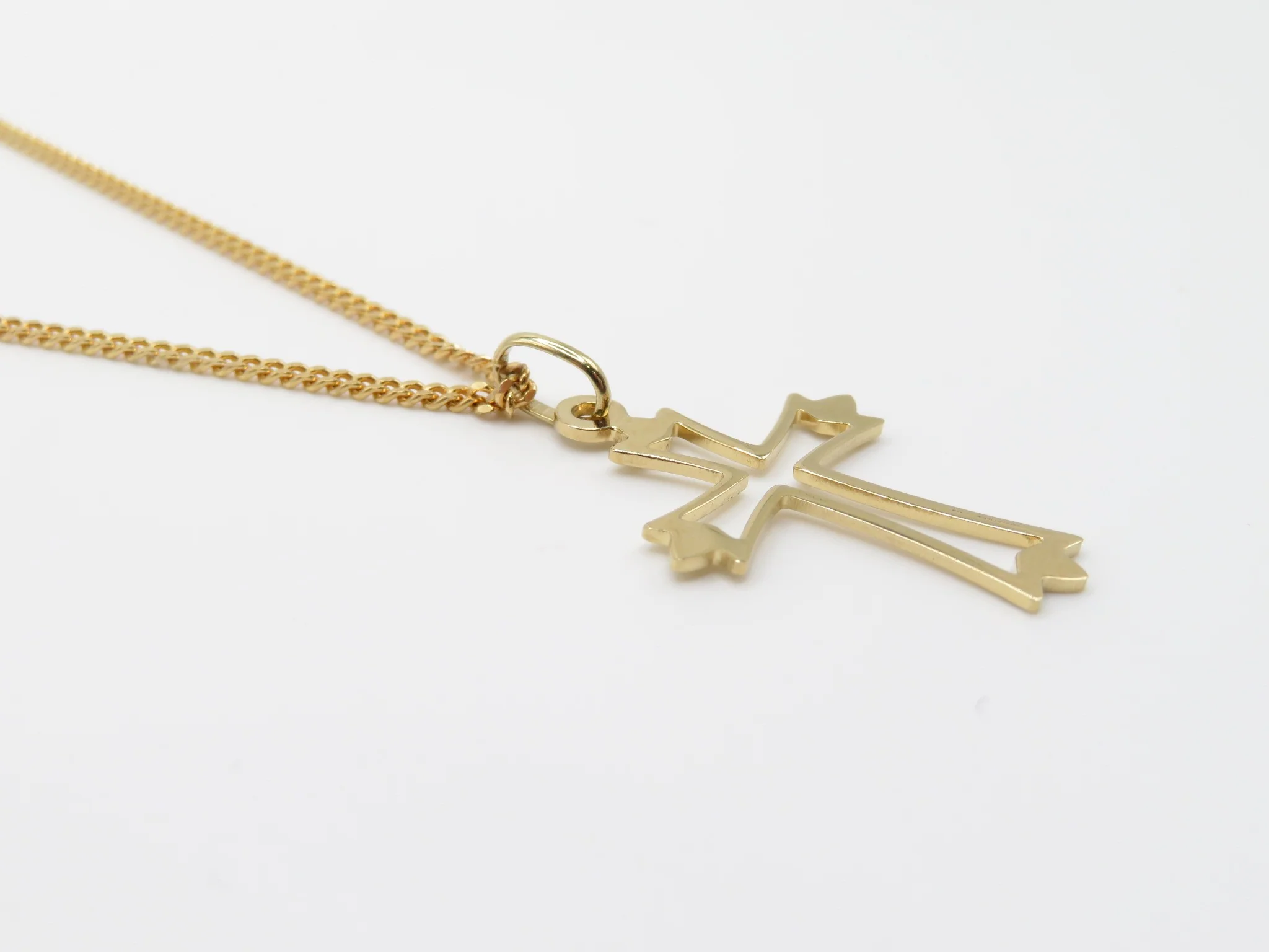 14k Yellow Gold Open Winged Cross Pendant - Image 3
