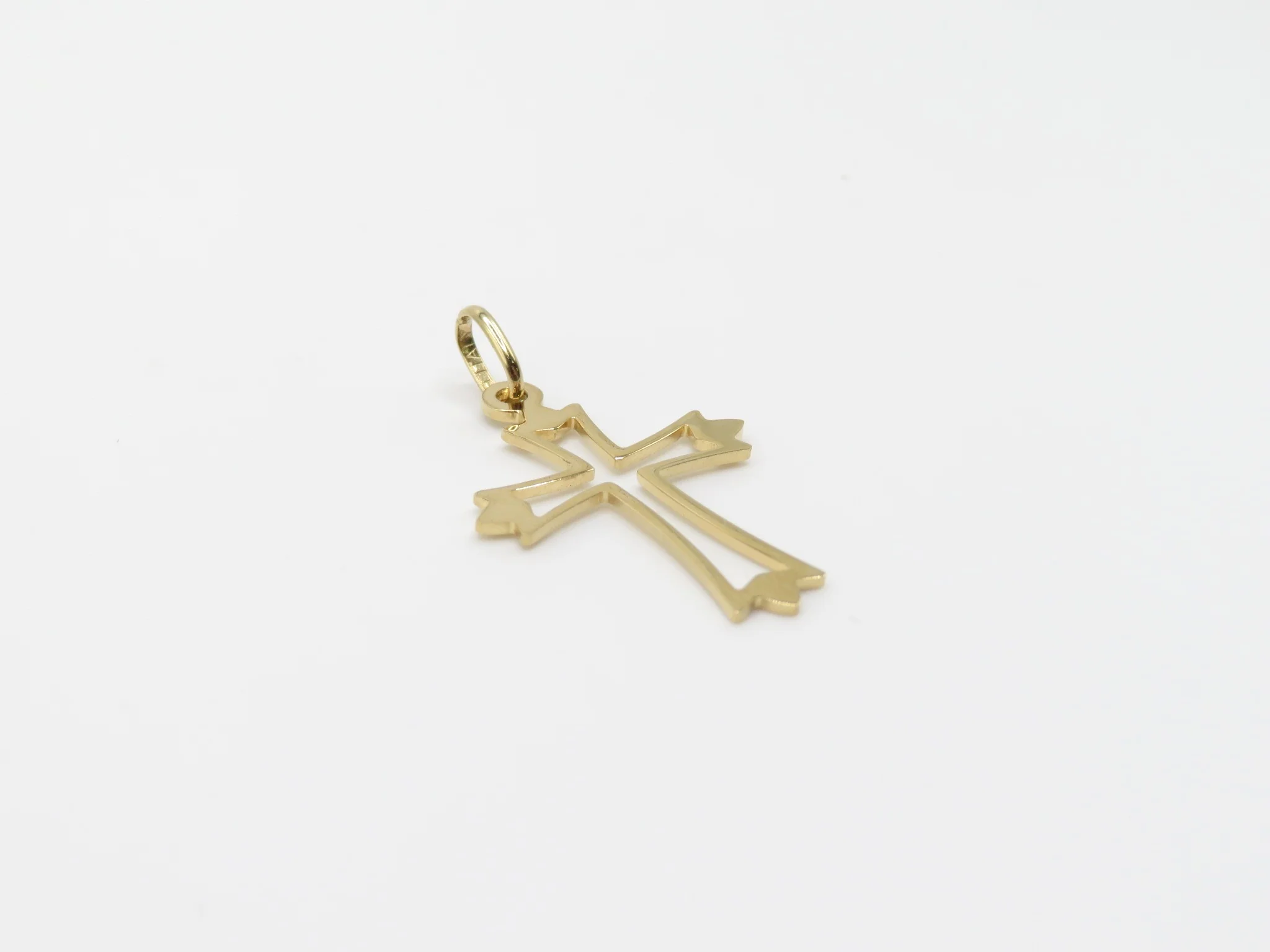 14k Yellow Gold Open Winged Cross Pendant - Image 4