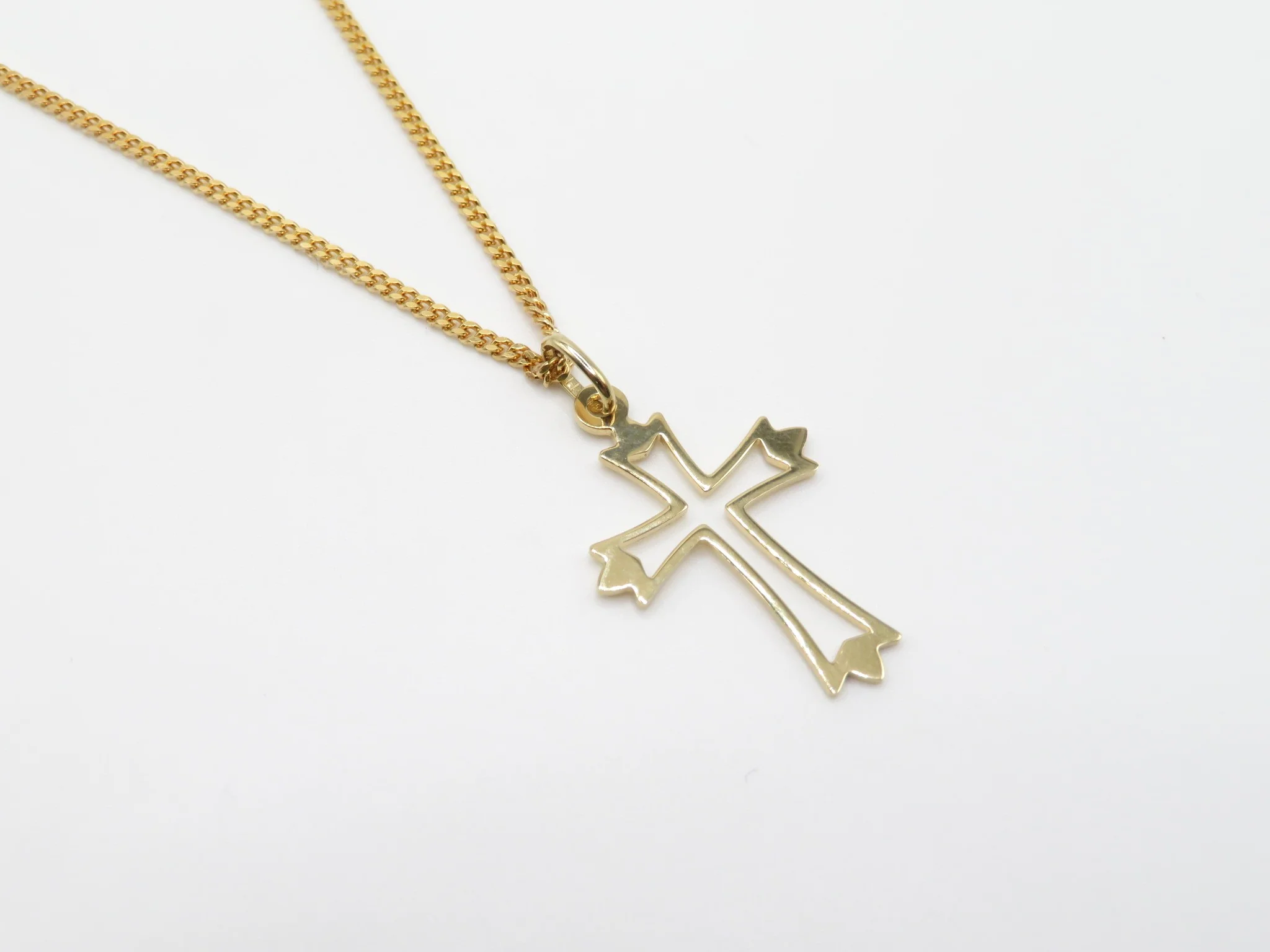 14k Yellow Gold Open Winged Cross Pendant - Image 5