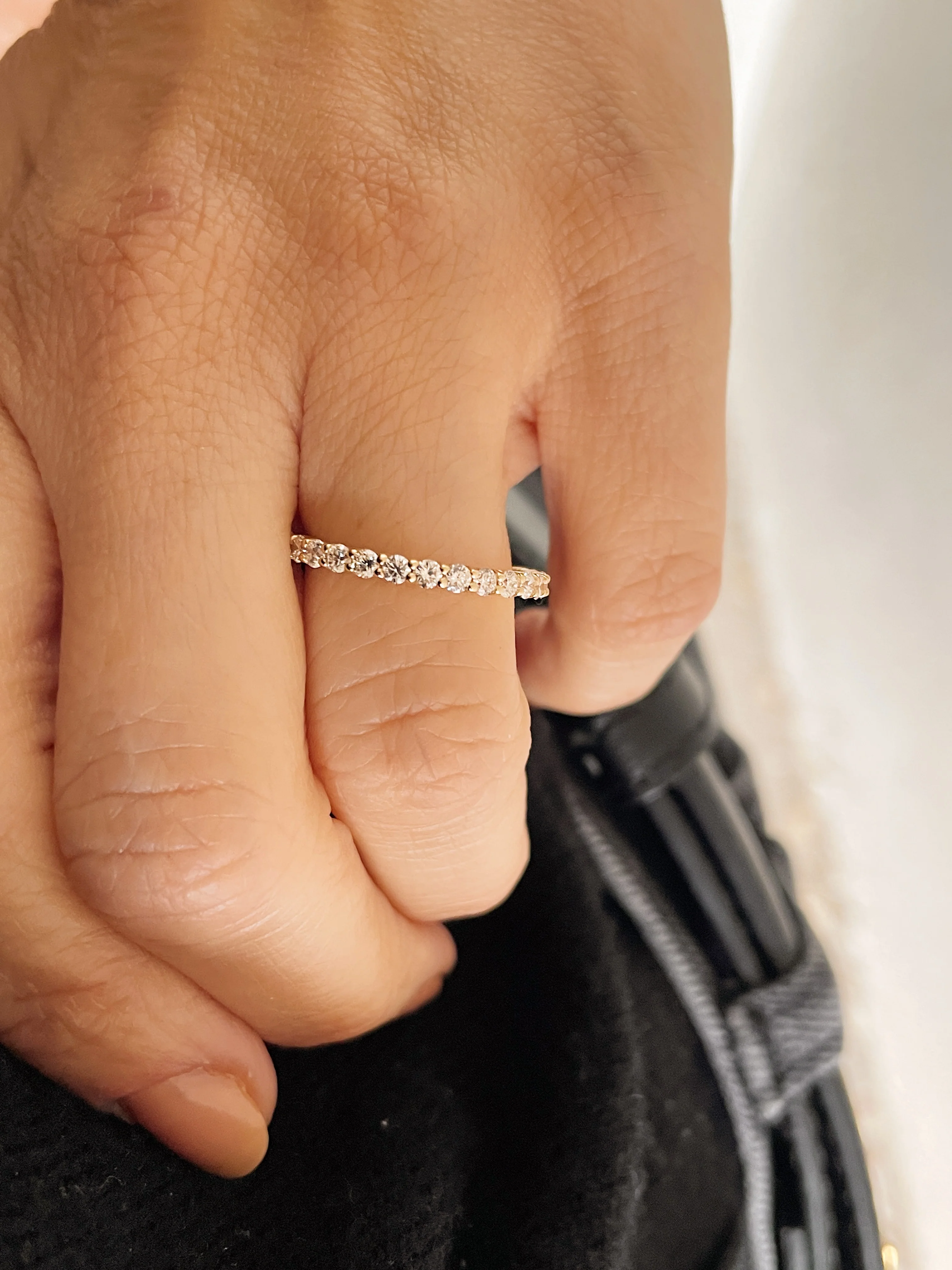 14k Yellow Gold Shared Prong Half & Half Eternity - Image 4