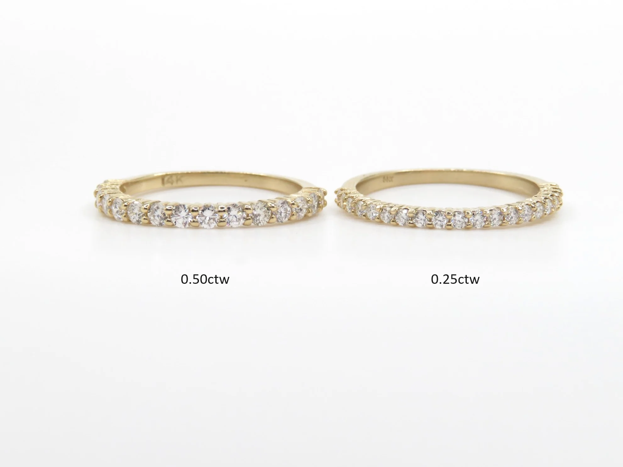 14k Yellow Gold Shared Prong Half & Half Eternity - Image 6