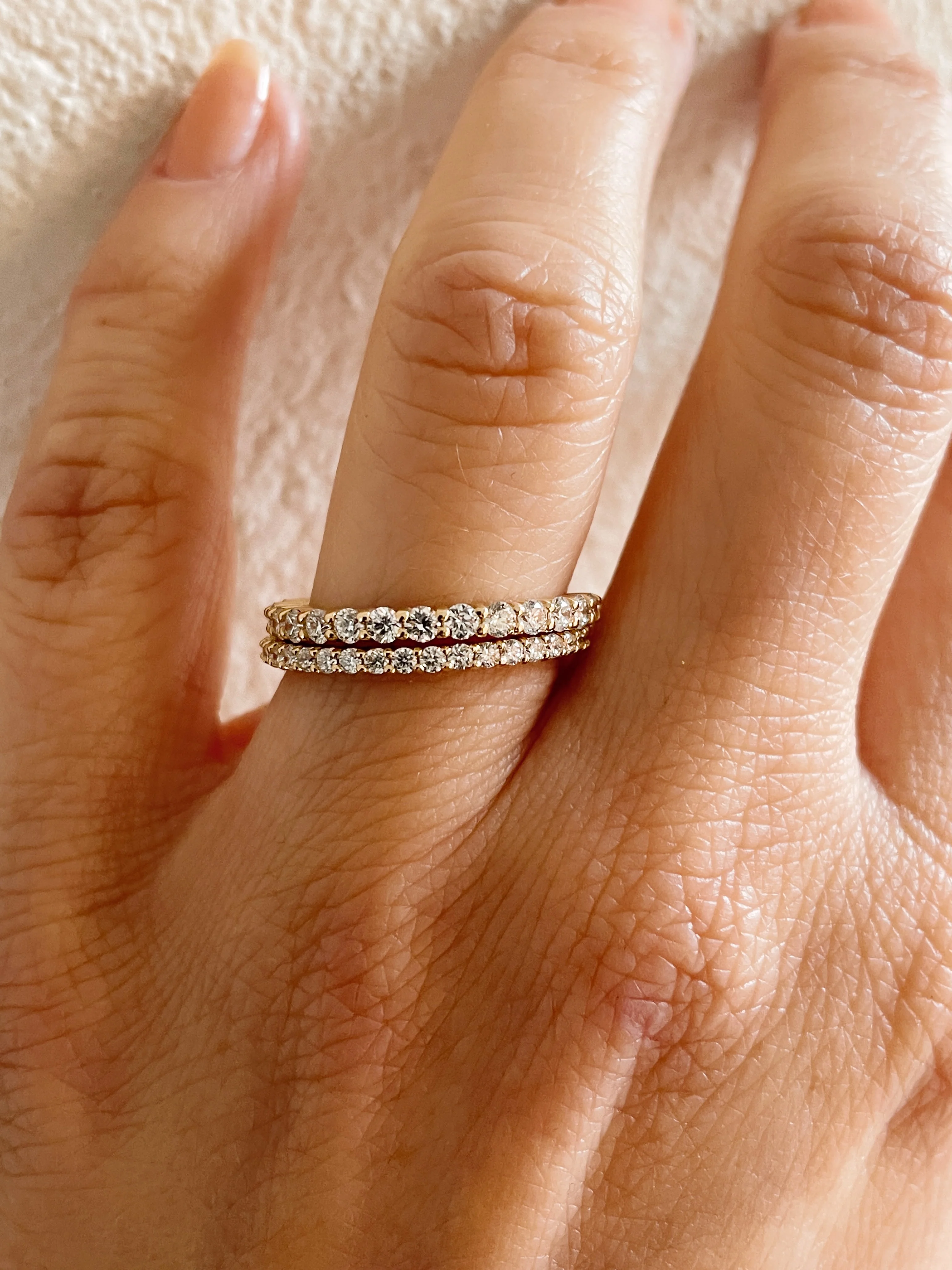 14k Yellow Gold Shared Prong Half & Half Eternity - Image 7