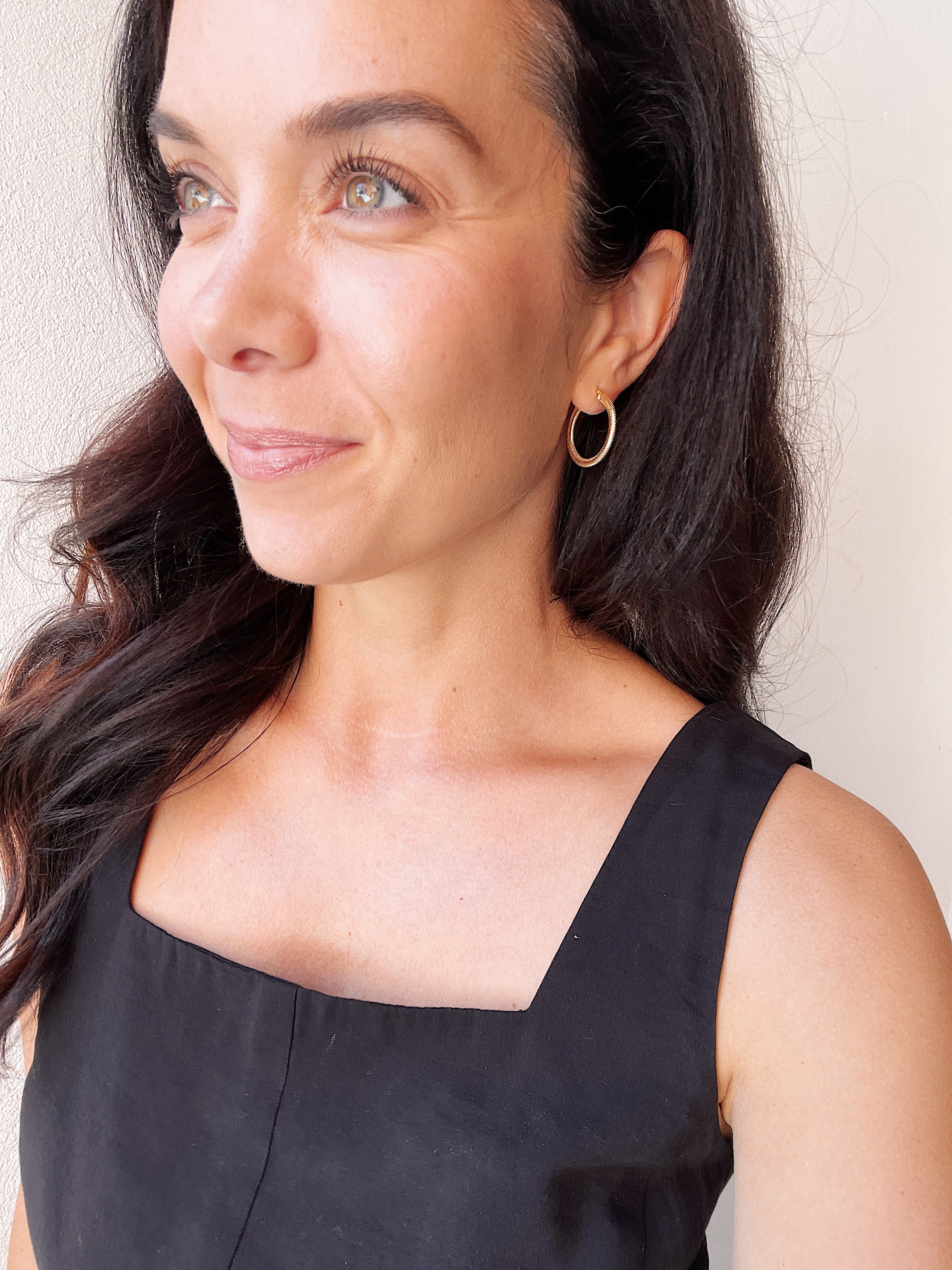 14k Yellow Gold Snakeskin Hoops - Image 5