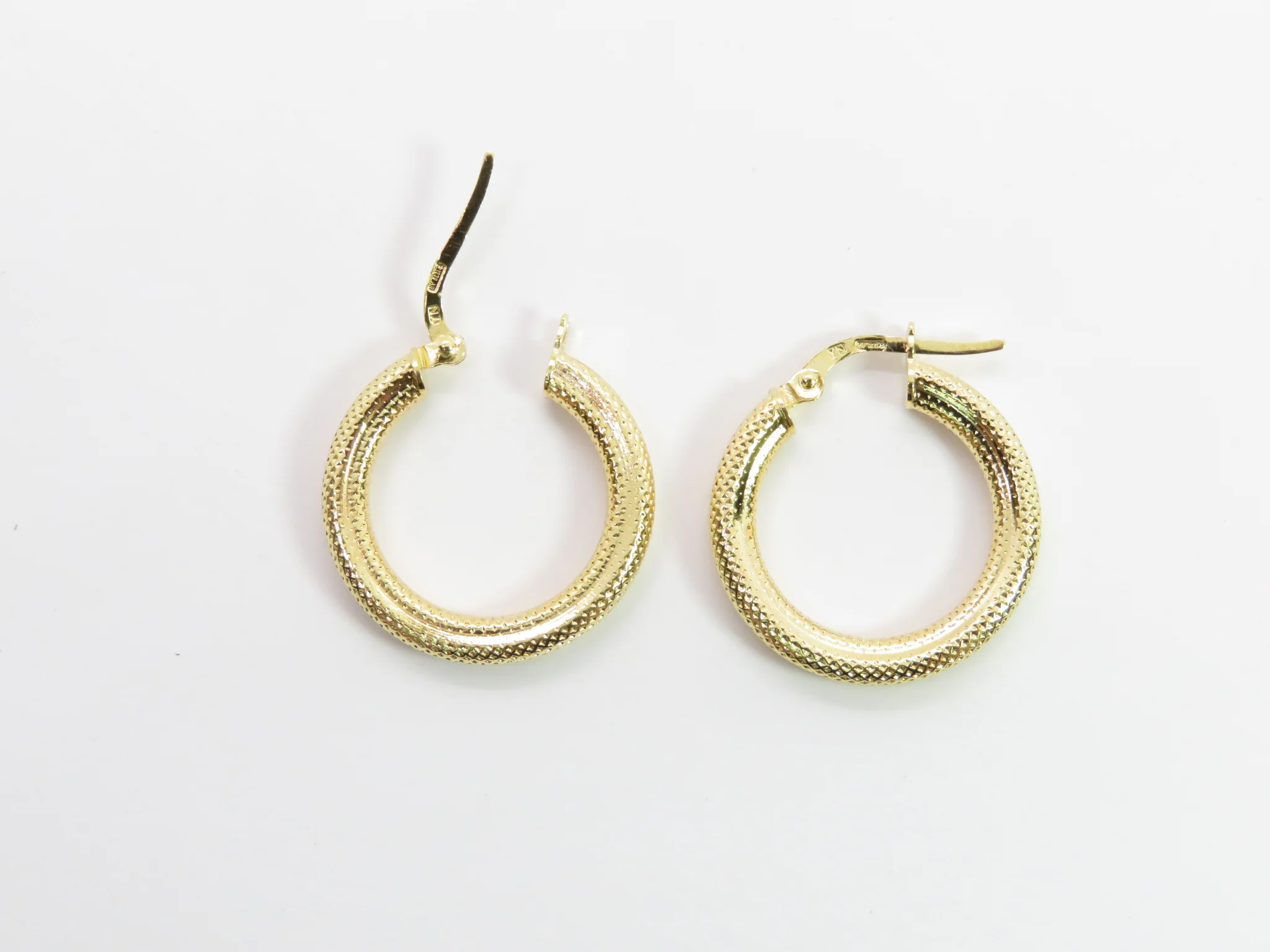 14k Yellow Gold Snakeskin Hoops - Image 6