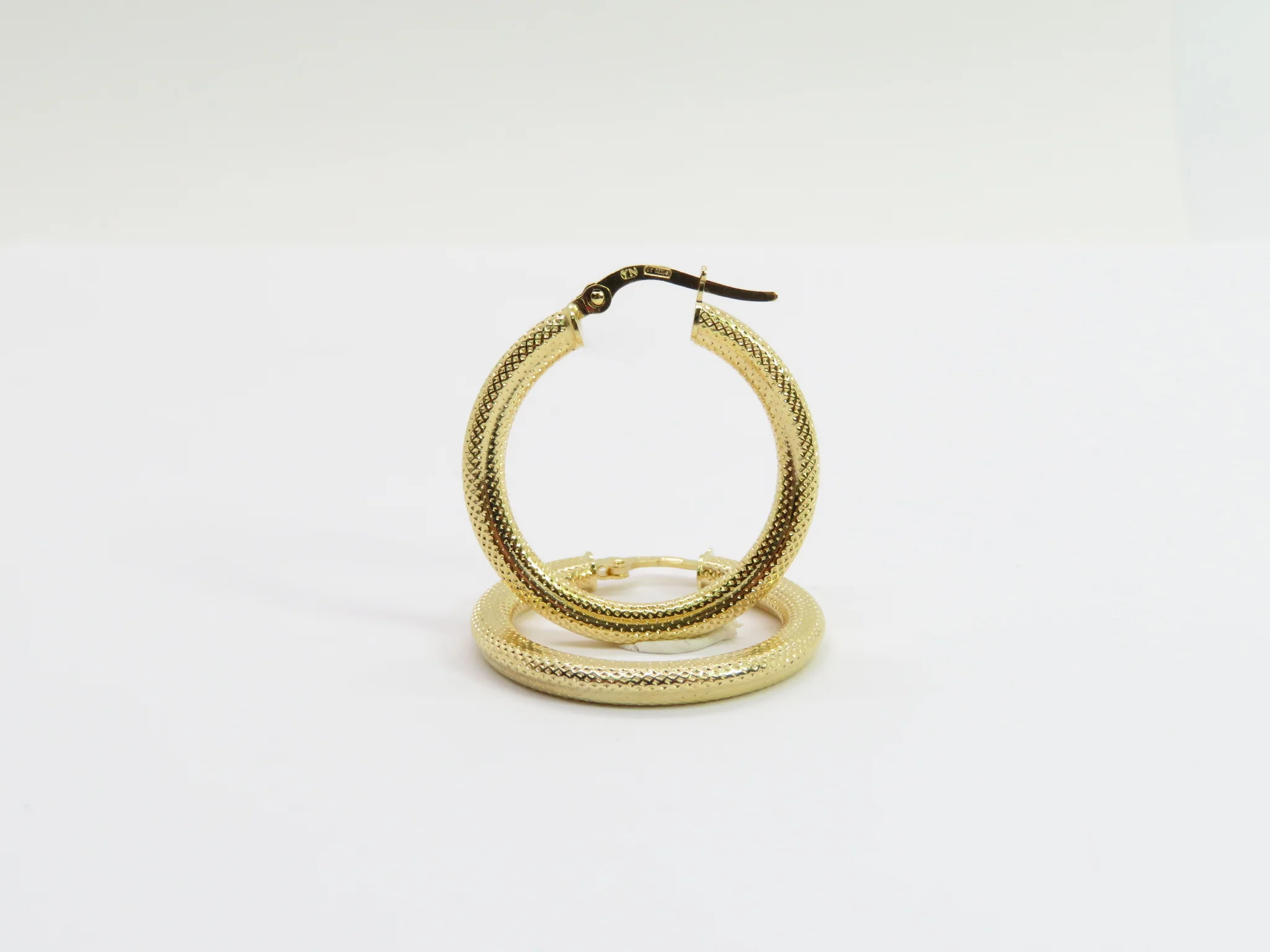 14k Yellow Gold Snakeskin Hoops - Image 7