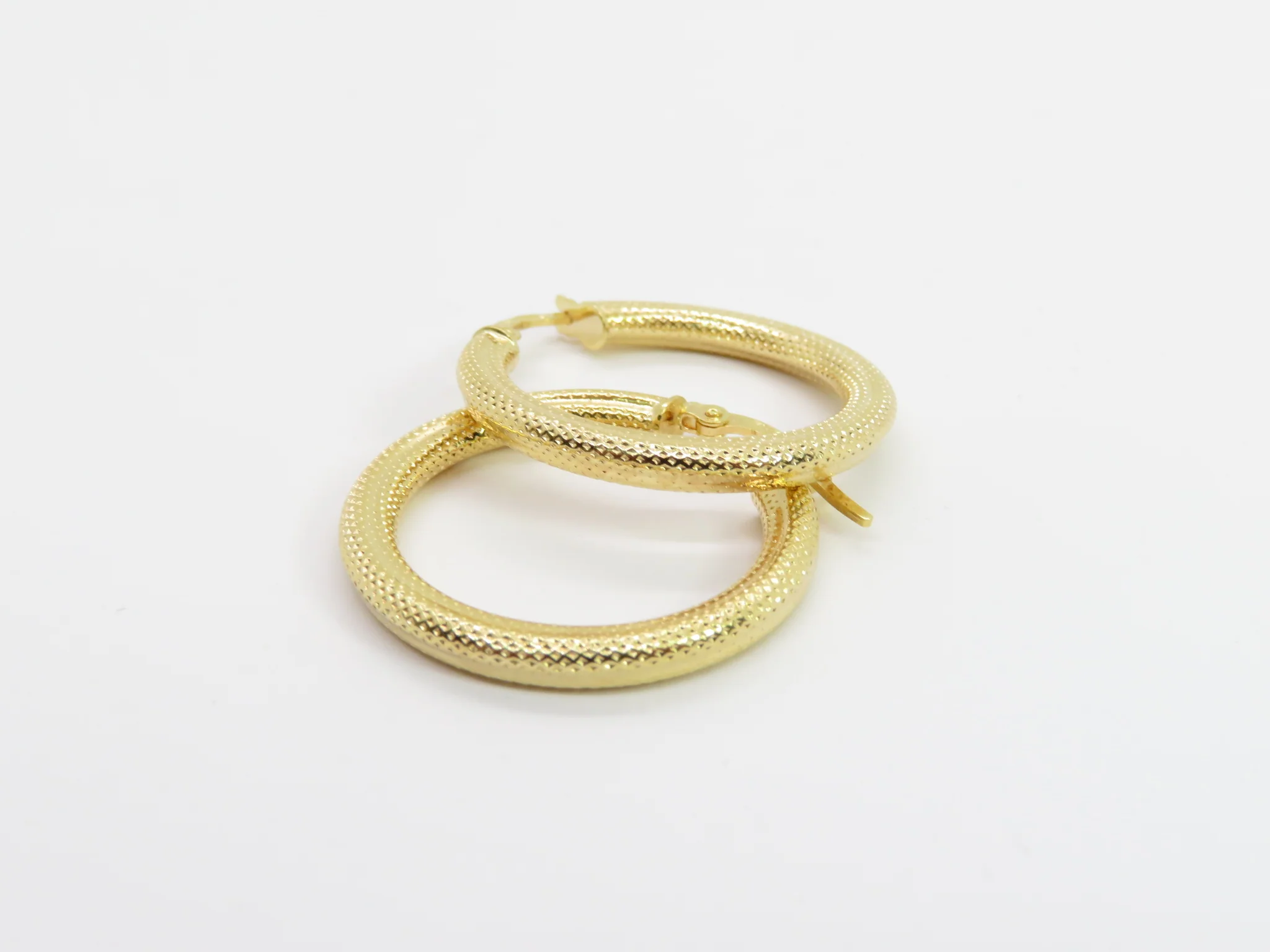 14k Yellow Gold Snakeskin Hoops - Image 8