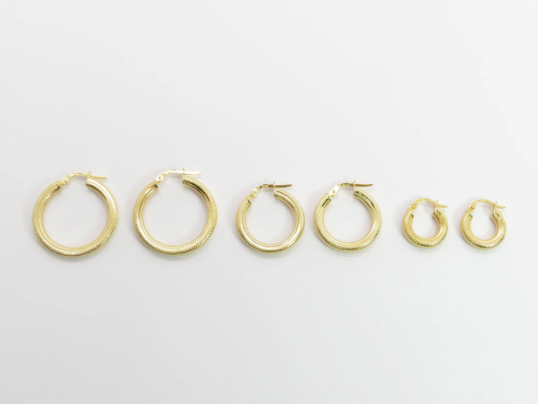 14k Yellow Gold Snakeskin Hoops - Image 9