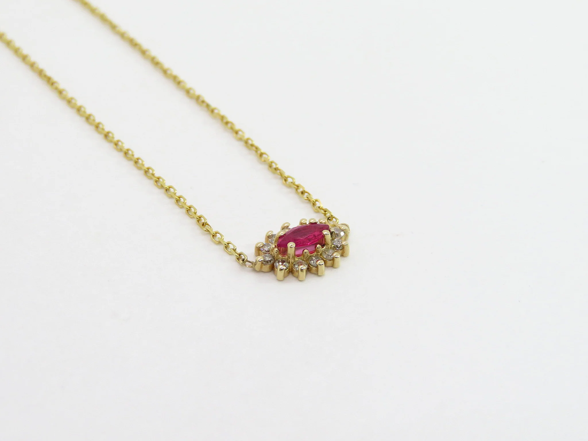 14k Yellow Gold Marquis Ruby Cluster Necklace - Image 4