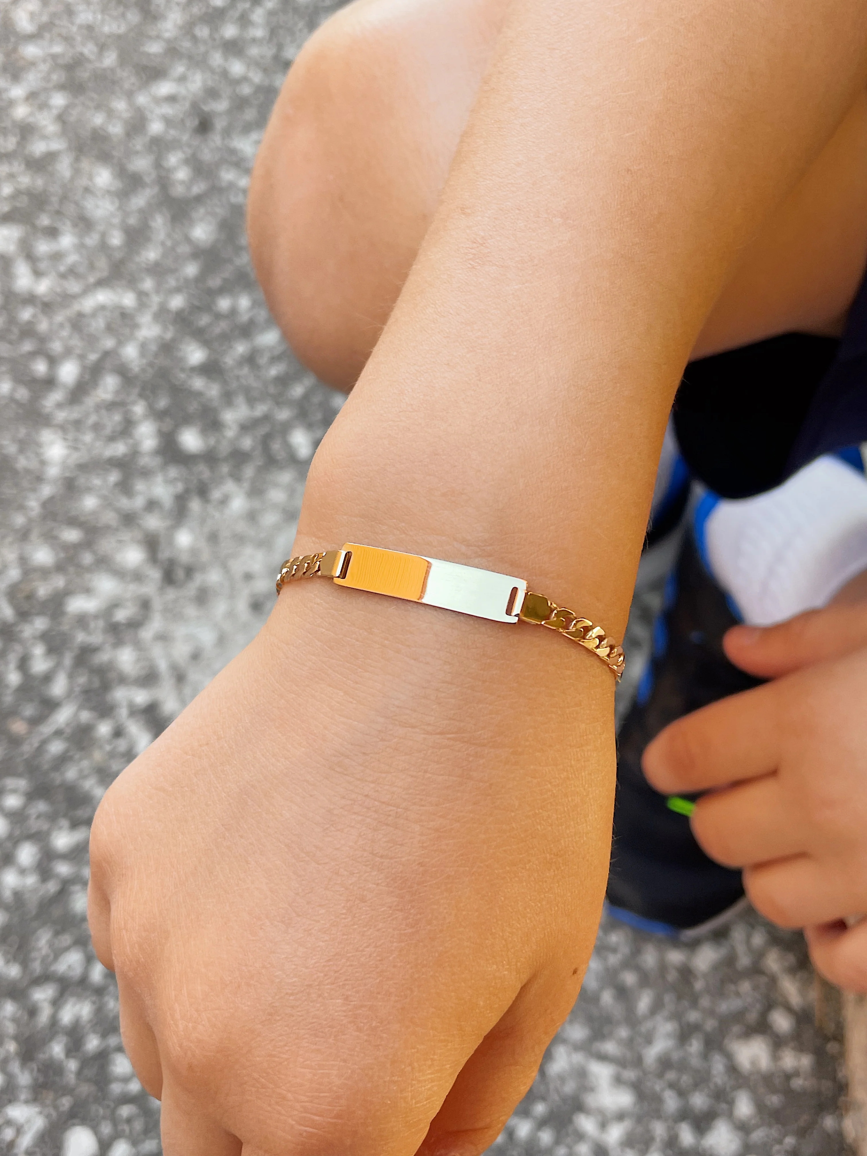 14k Yellow Gold Curb ID Bracelet - Image 4