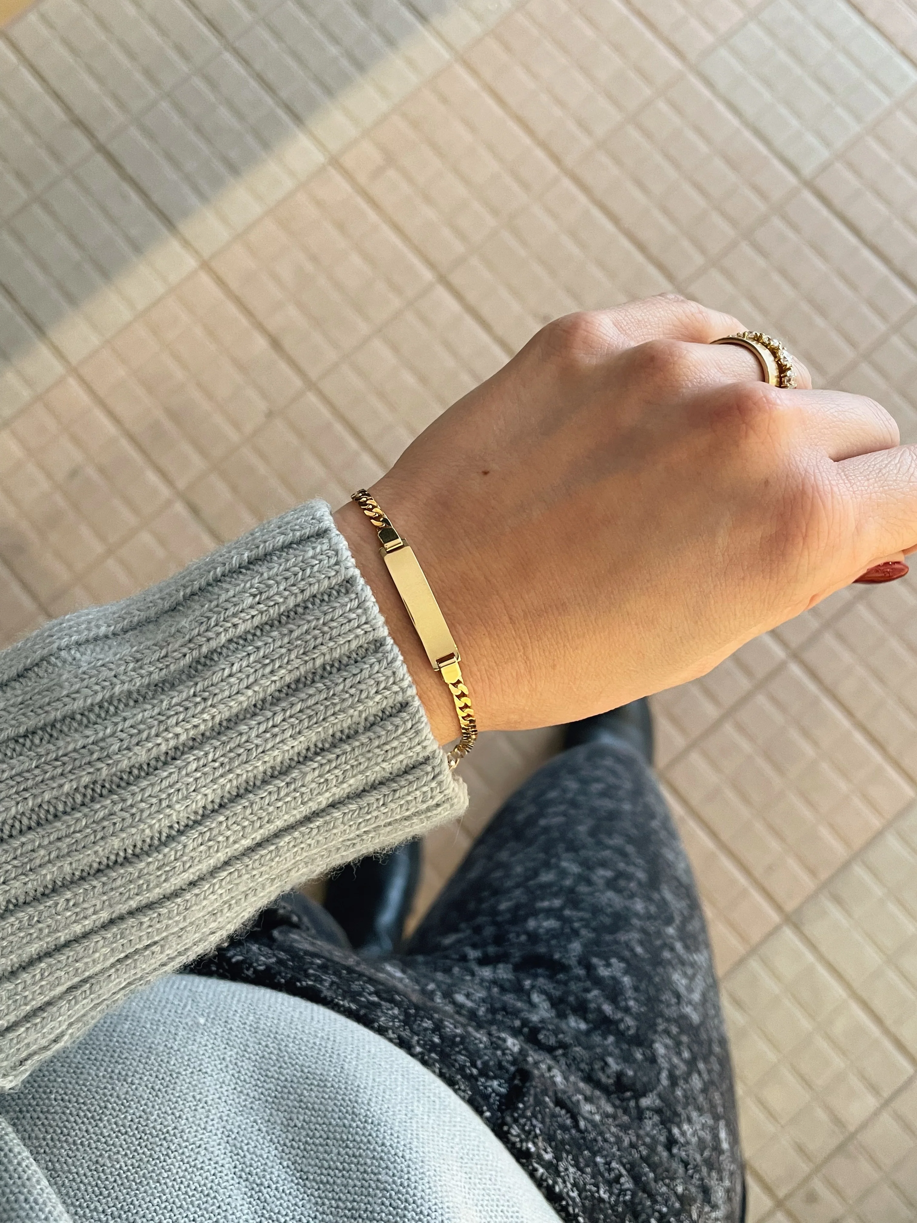 14k Yellow Gold Curb ID Bracelet - Image 7