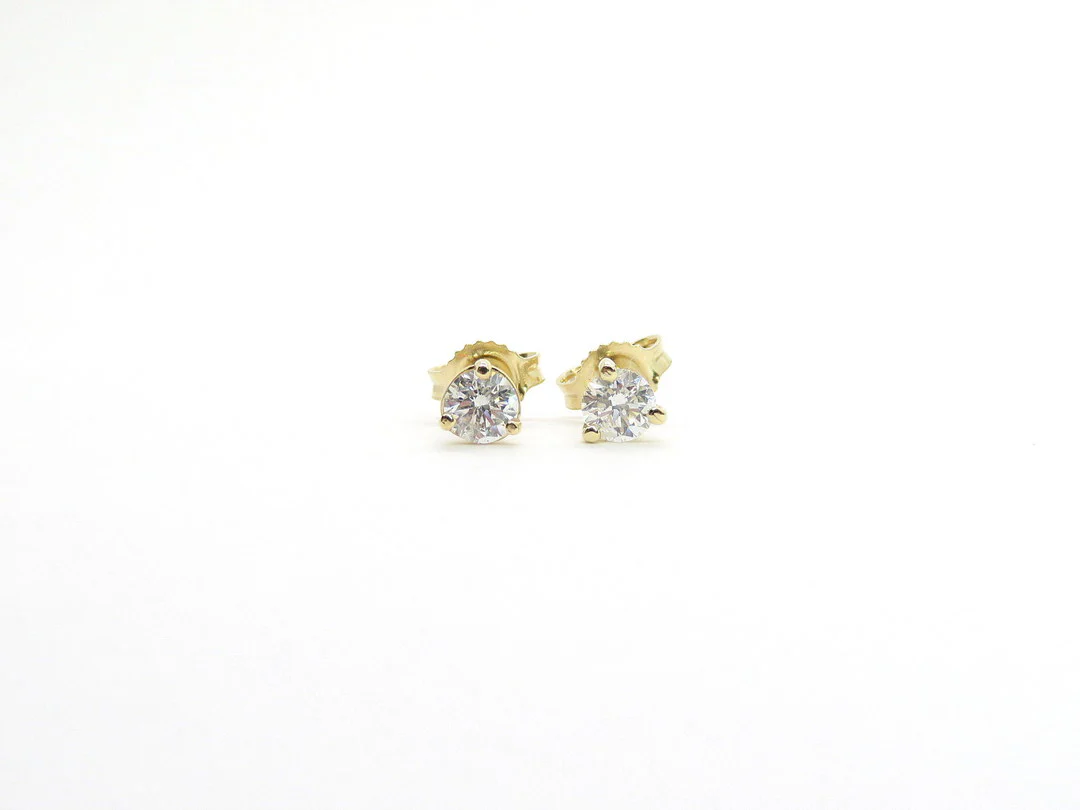 14k Yellow Gold Martini Diamond Studs - Image 3