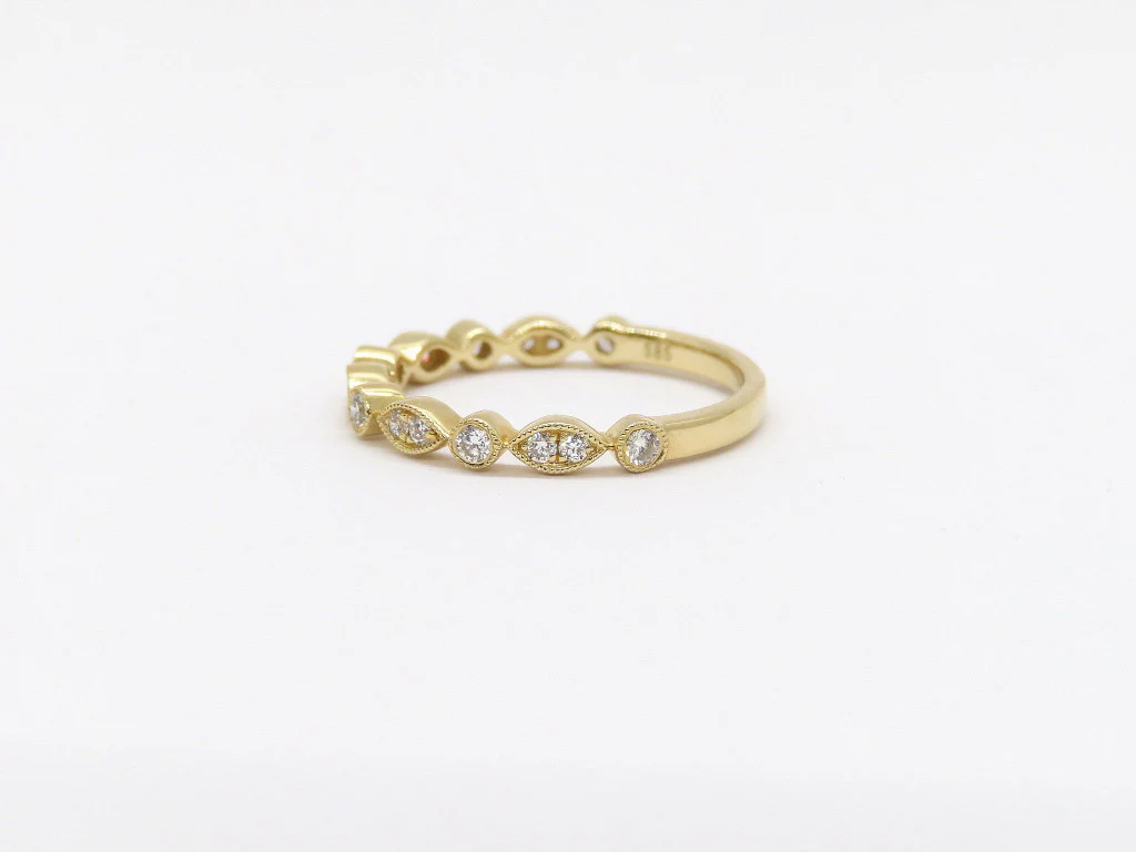 14k Yellow Gold Milgrain Marquise & Round Diamond - Image 4