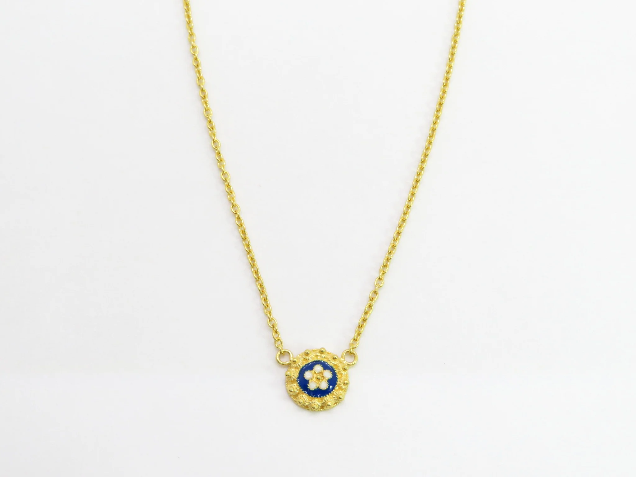 19.25k Yellow Gold Floral Enamel Necklace - Image 3