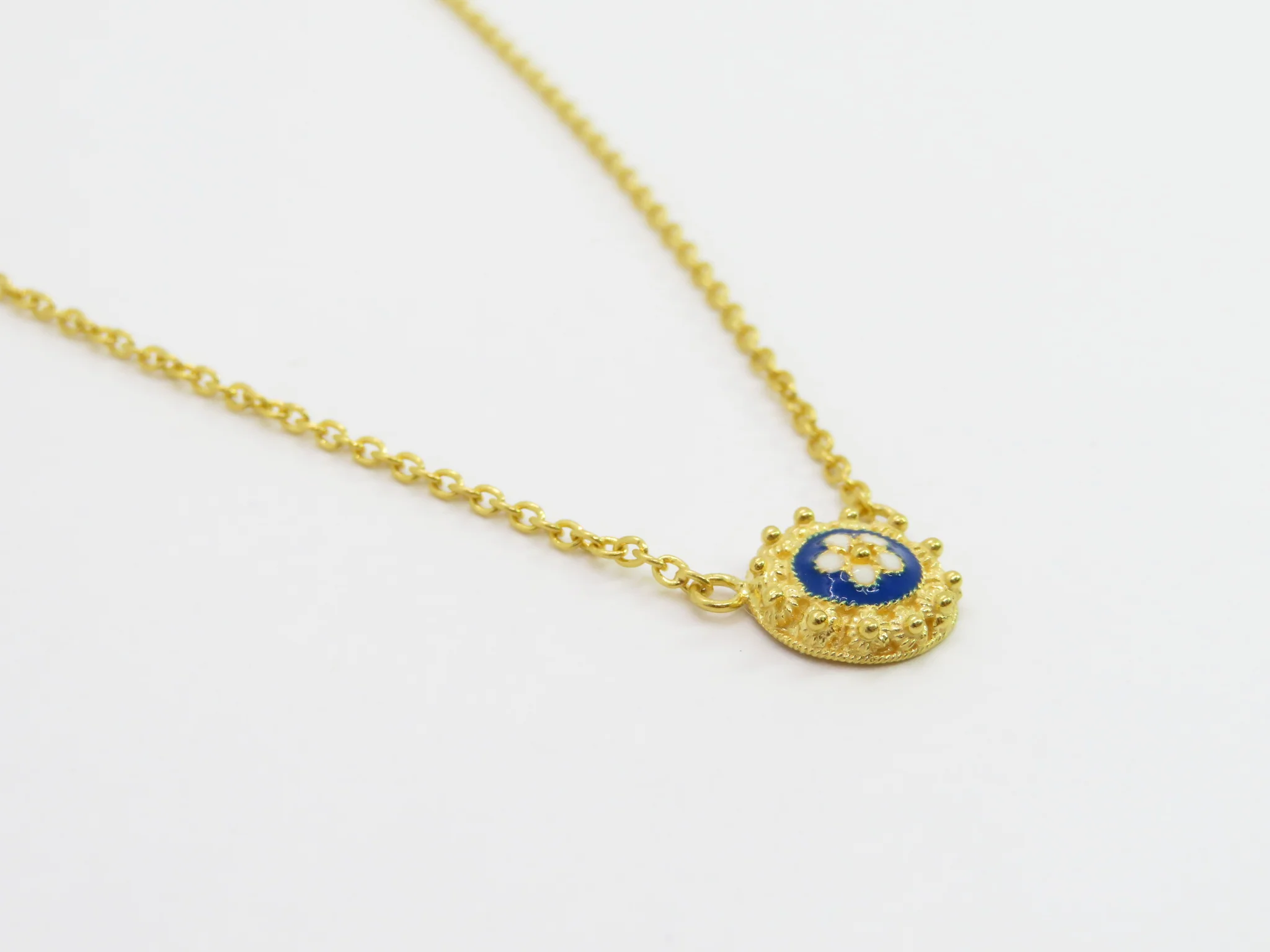 19.25k Yellow Gold Floral Enamel Necklace - Image 4