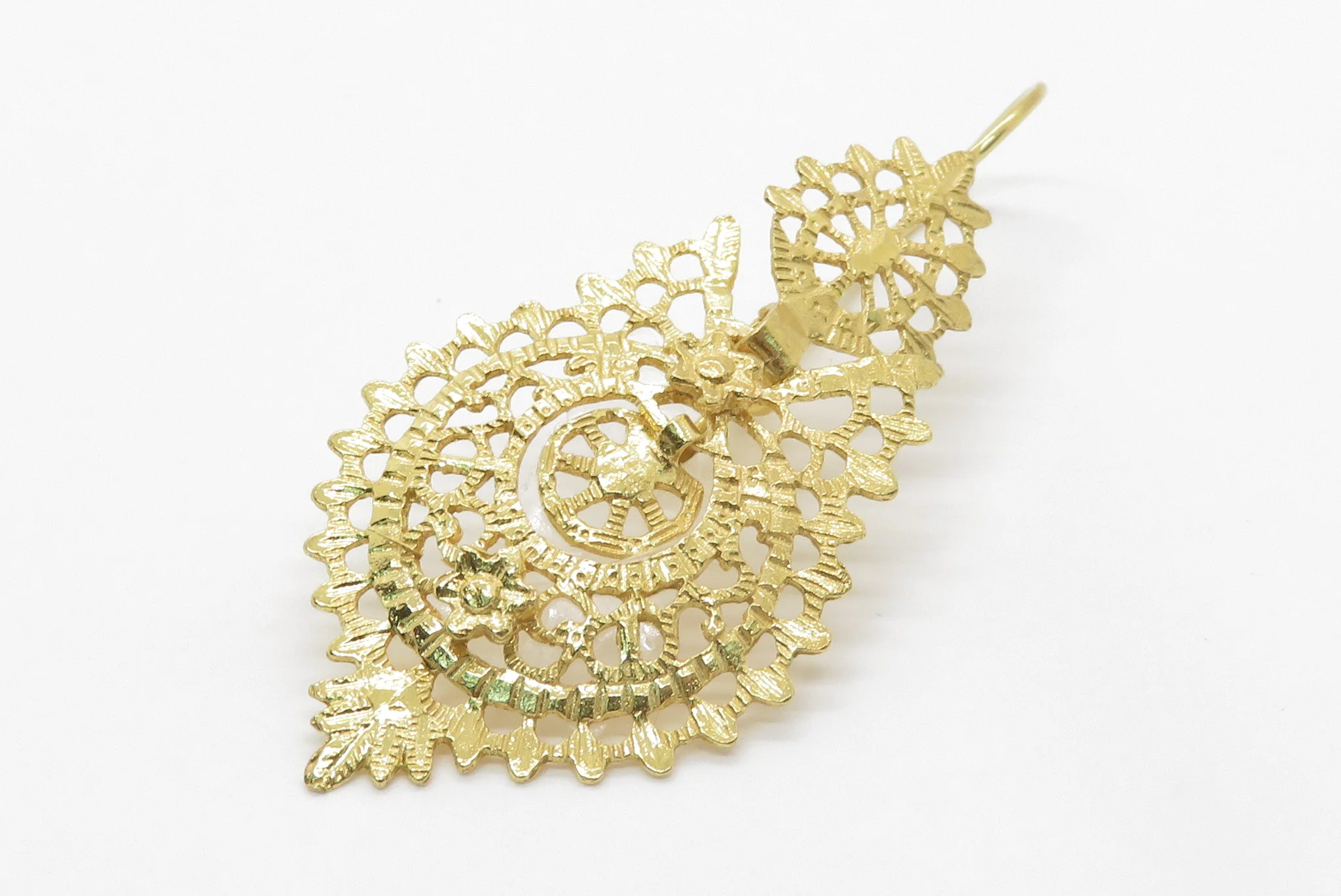 19.25k Yellow Gold Brincos à Rainha Earrings - Large - Image 4