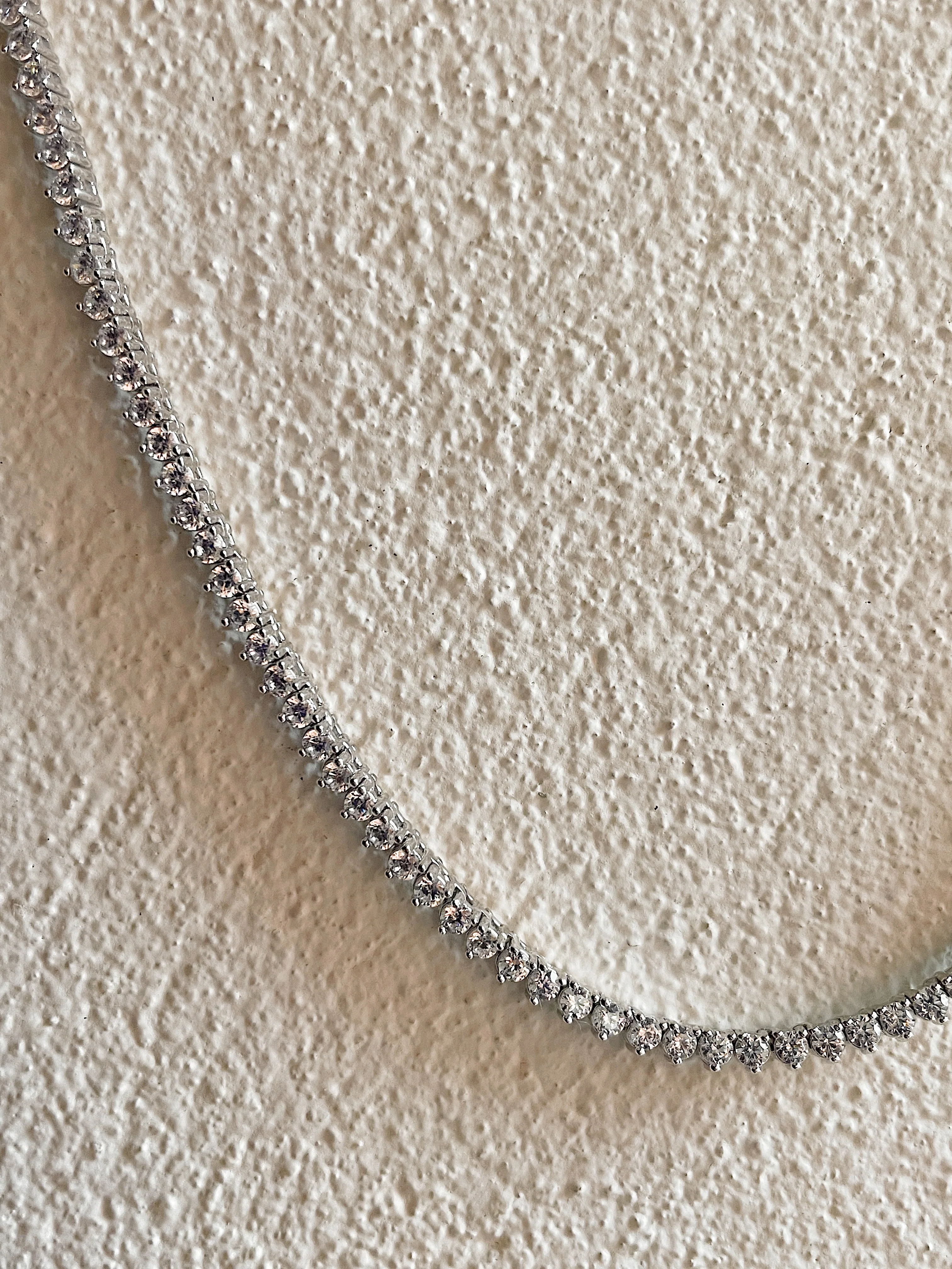 Sterling Silver 3 Prong Tennis Necklace - Image 4