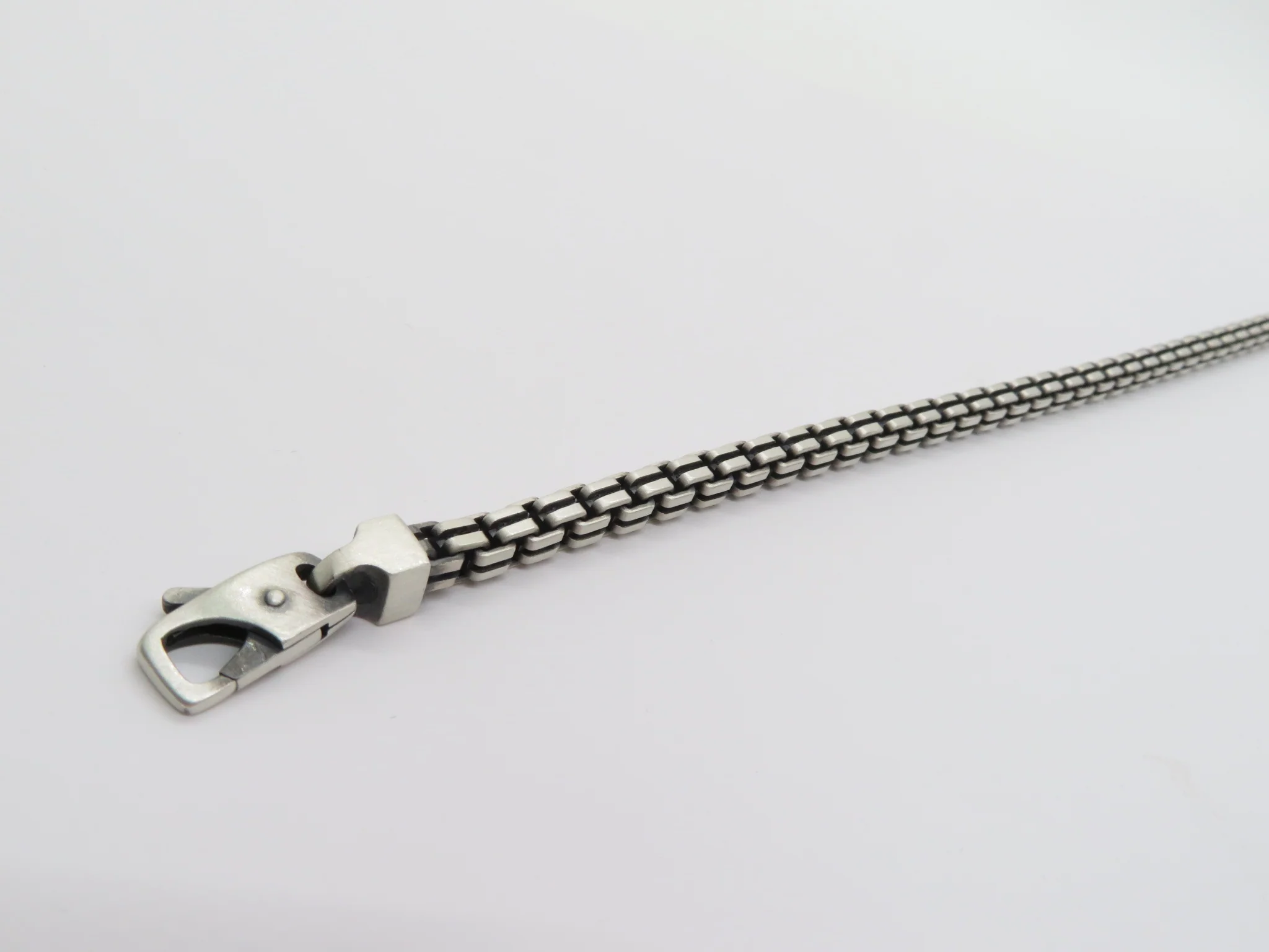 Sterling Silver Oxidized Double Box Link Bracelet - Image 4