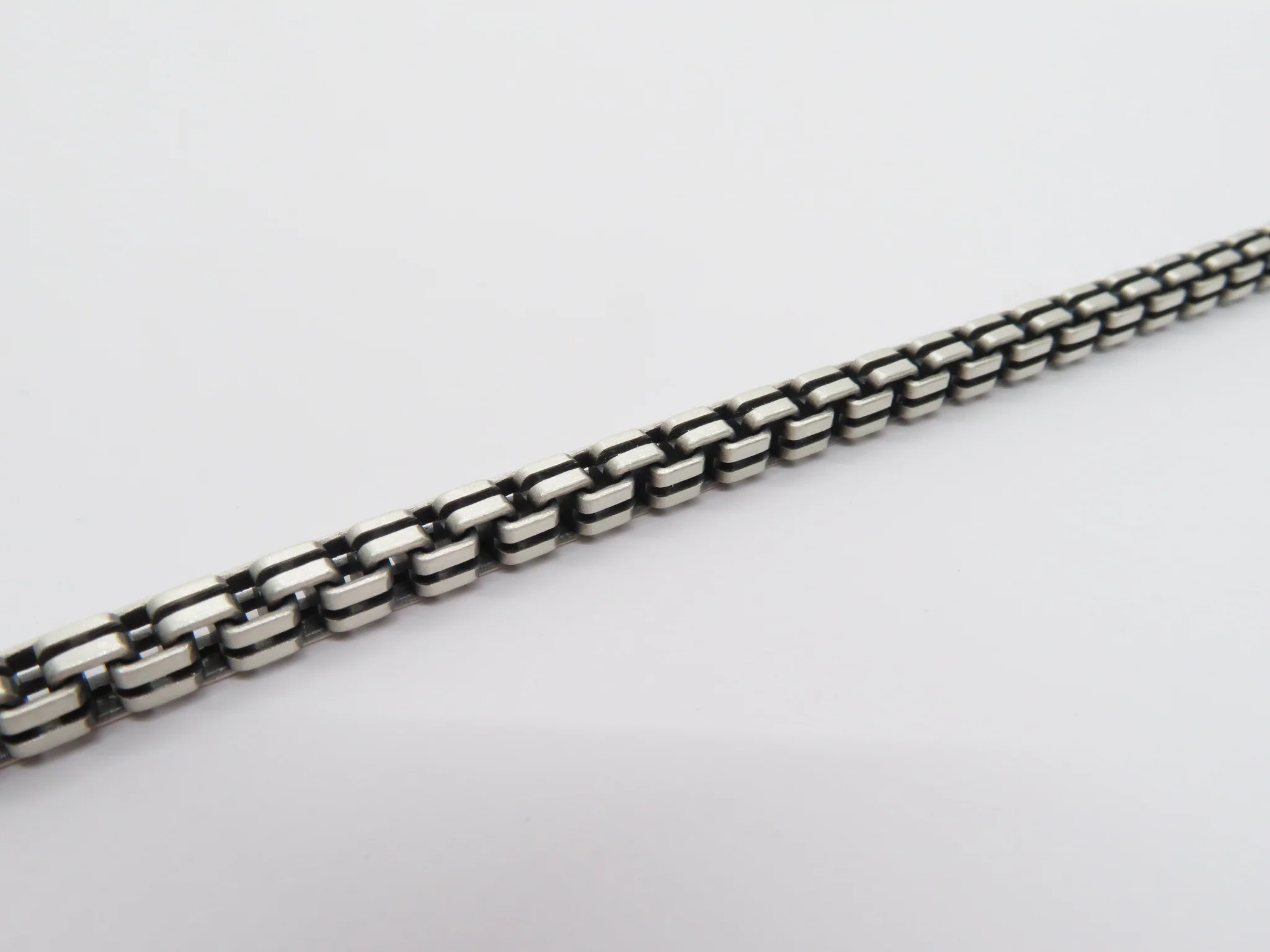Sterling Silver Oxidized Double Box Link Bracelet - Image 5