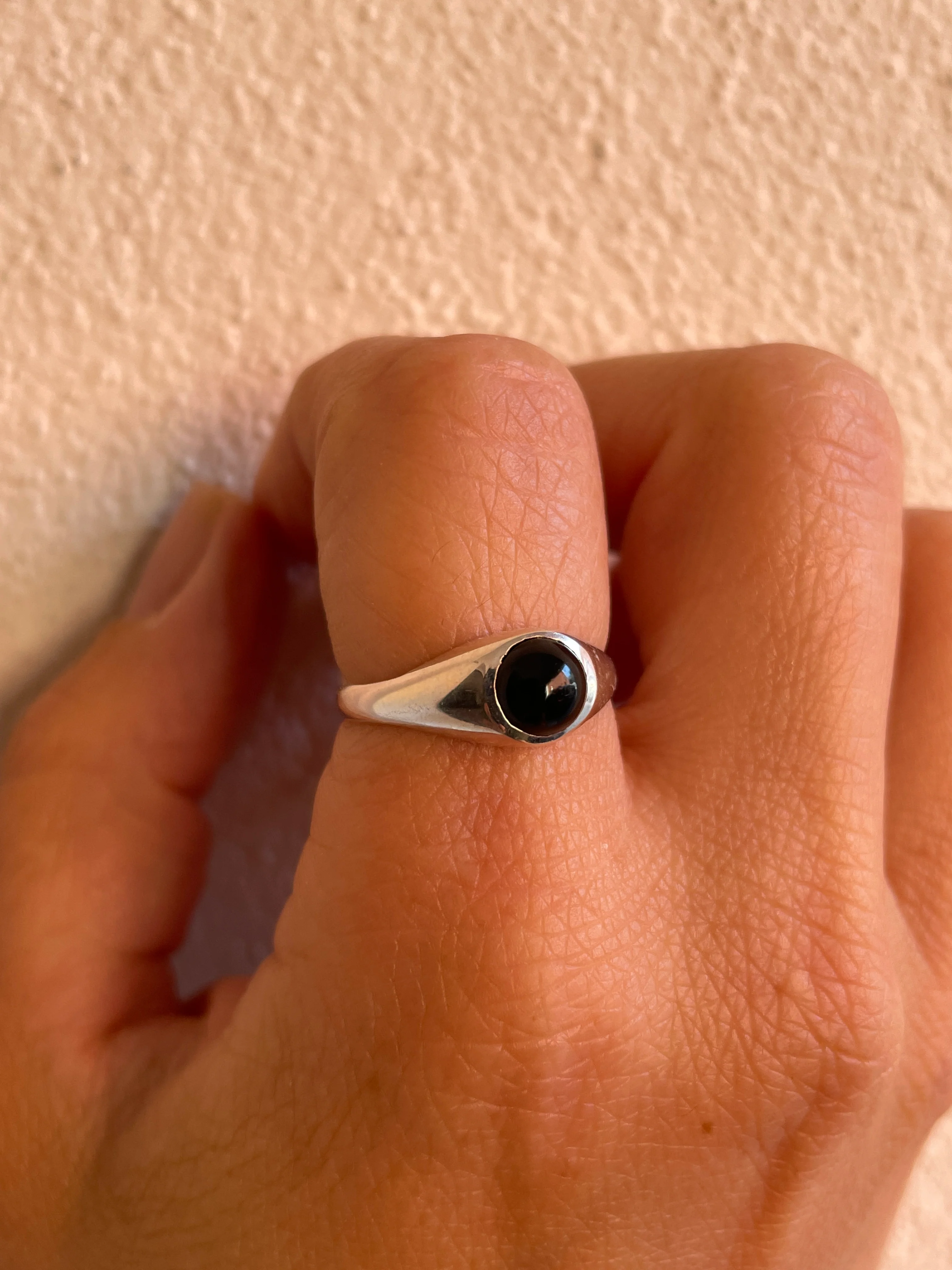Sterling Silver Round Onyx Signet Ring - Image 3